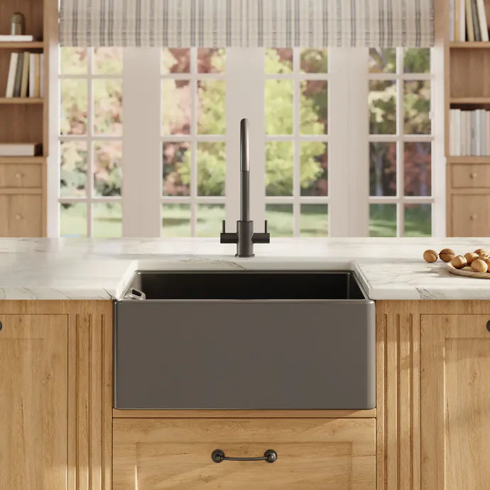Nuie Single Bowl Belfast Sink With Offset Waste And Weir Overflow