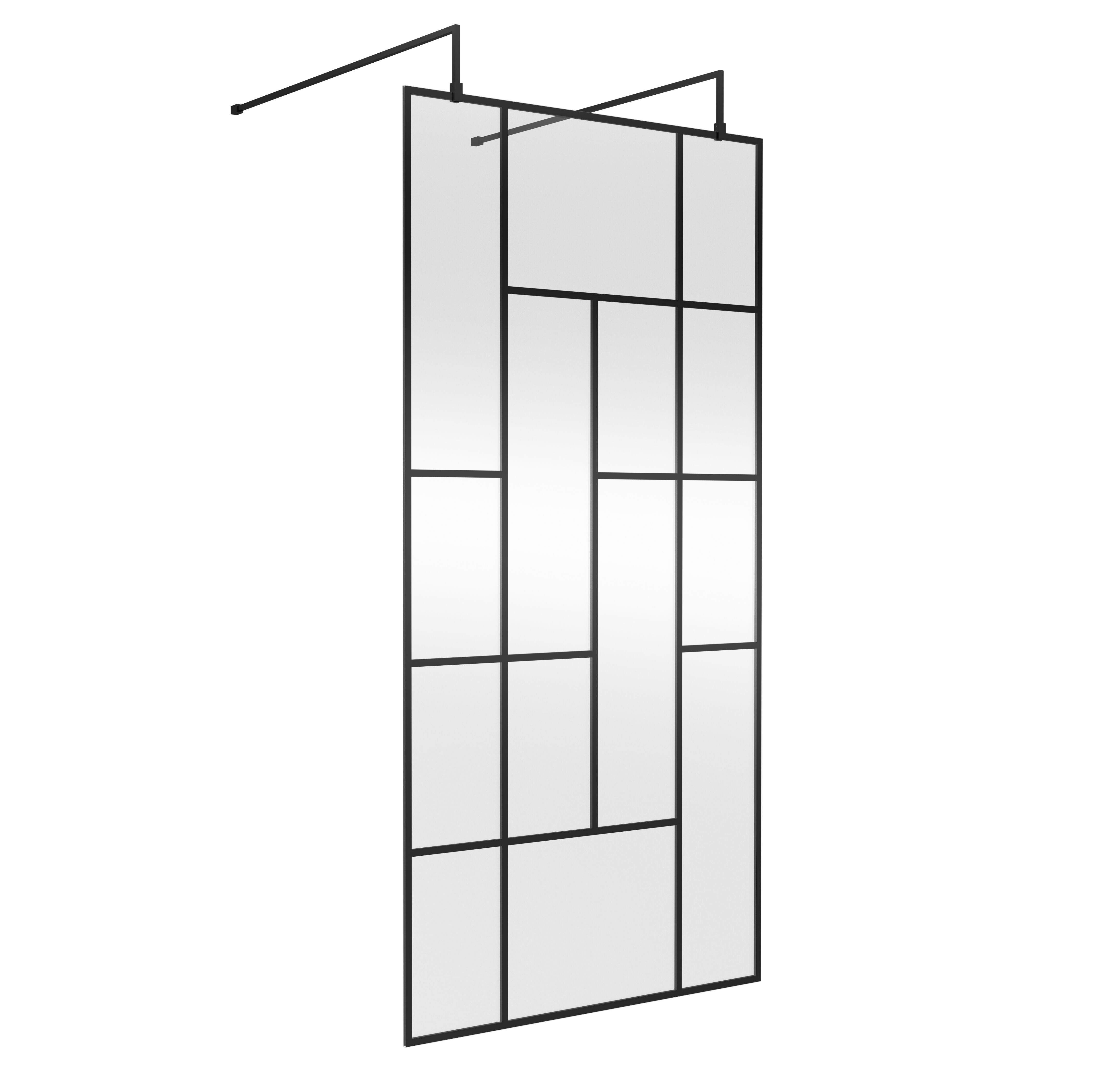 Aspect 8mm Glass Abstract Frame Wetroom Panel - Matt Black