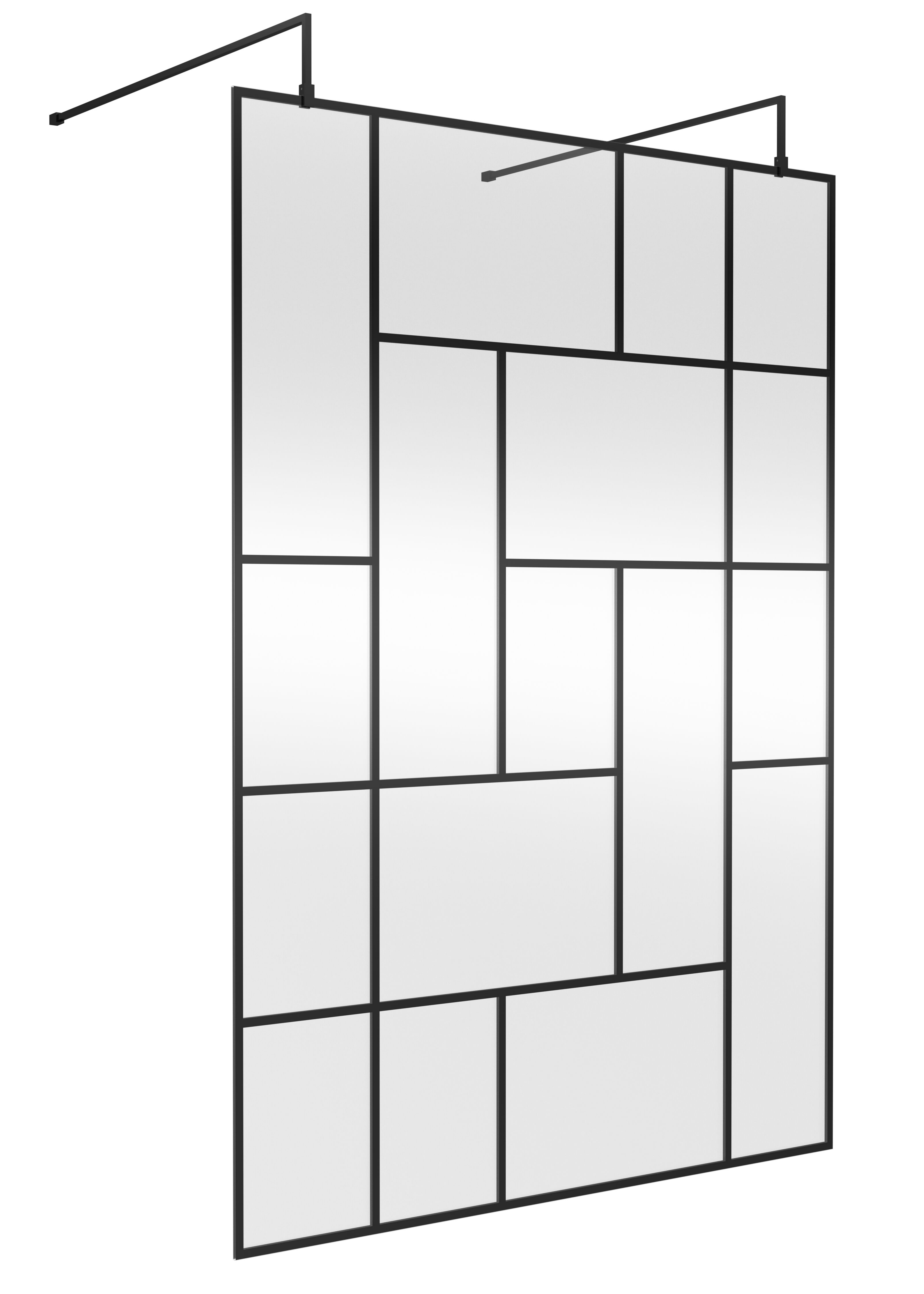 Aspect 8mm Glass Abstract Frame Wetroom Screen - Matt Black