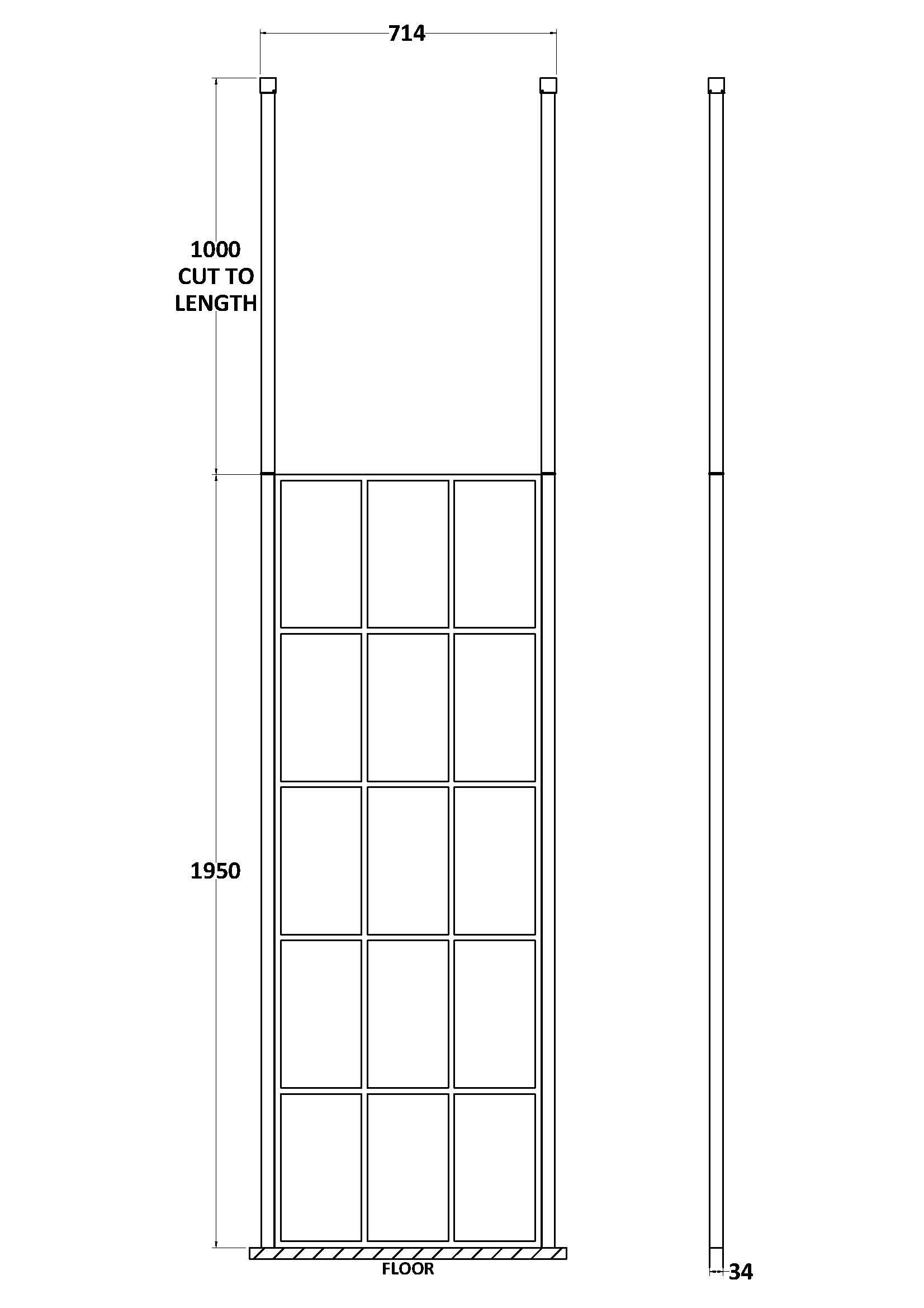 Aspect 8mm Frame Screen Wetroom With Ceiling Posts - Matt Black