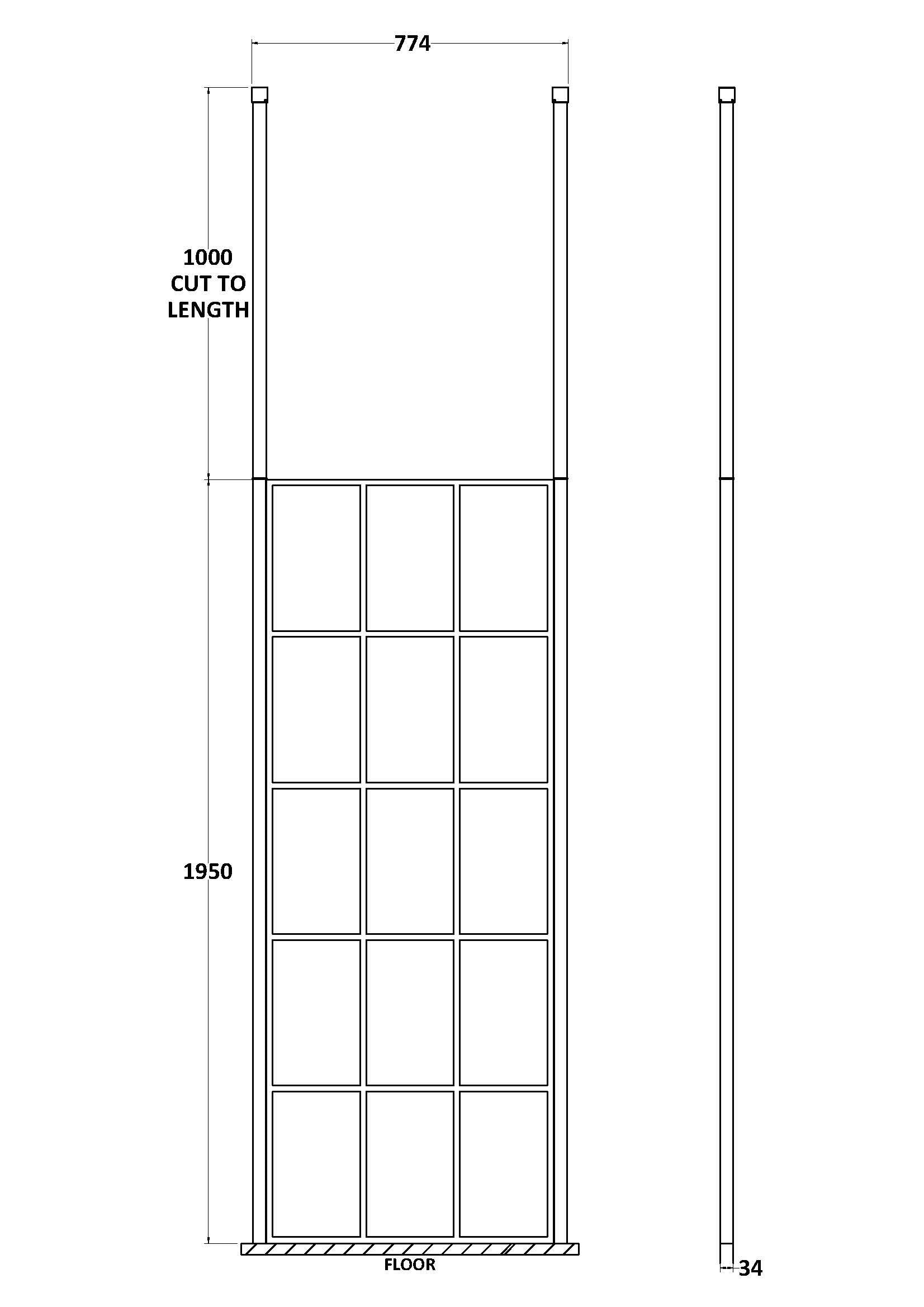 Aspect 8mm Frame Screen Wetroom With Ceiling Posts - Matt Black