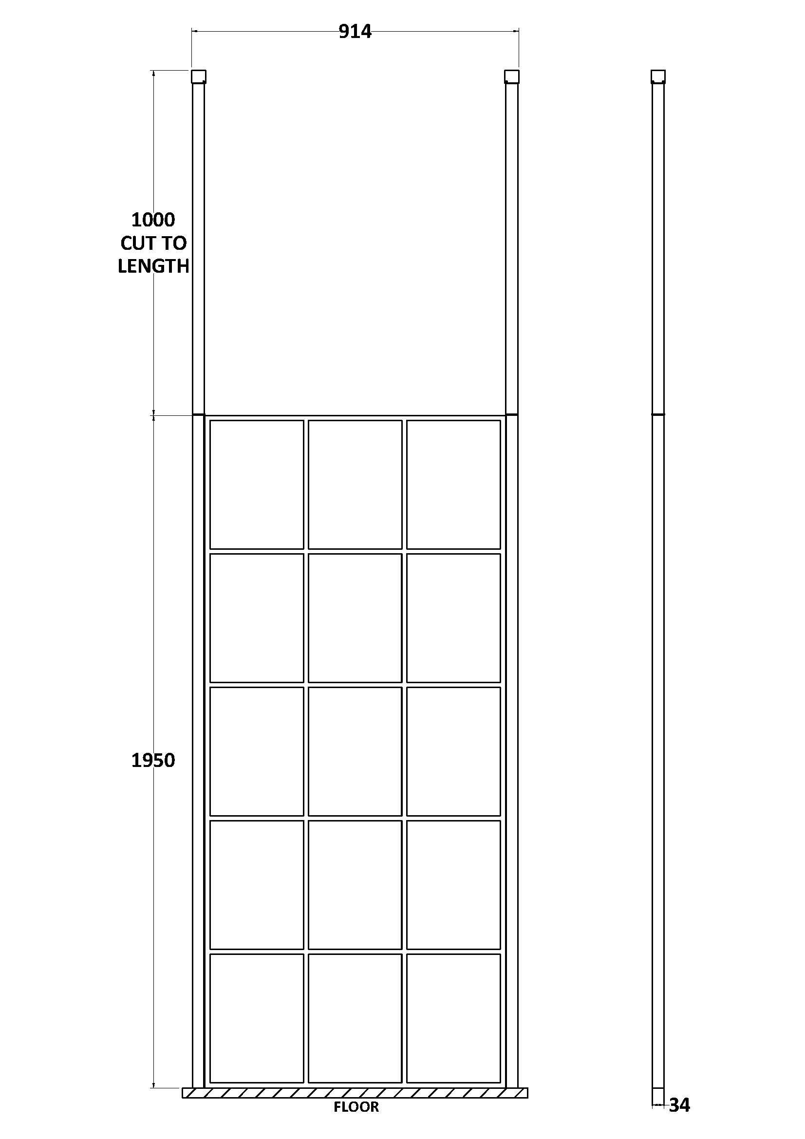 Aspect 8mm Frame Screen Wetroom With Ceiling Posts - Matt Black