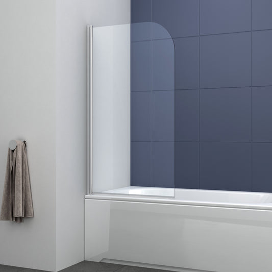 Modern Shower Bath Screen With Panel - 1400mm x 1000mm - Chrome
