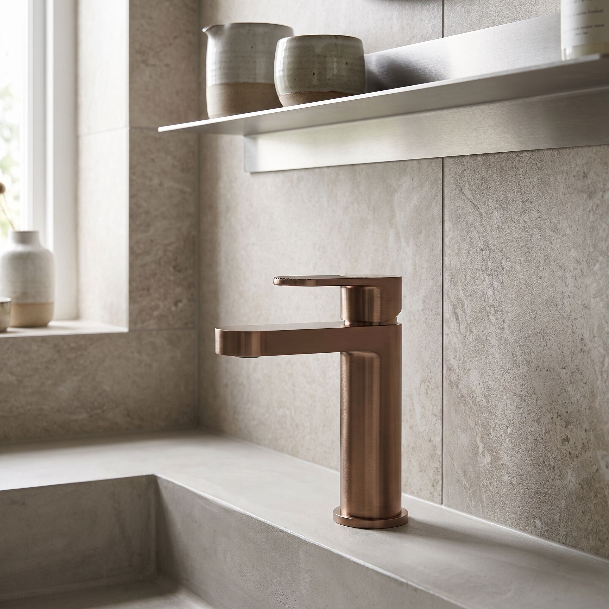 Cove Fluted Mono Basin Mixer Tap With Push Button Waste