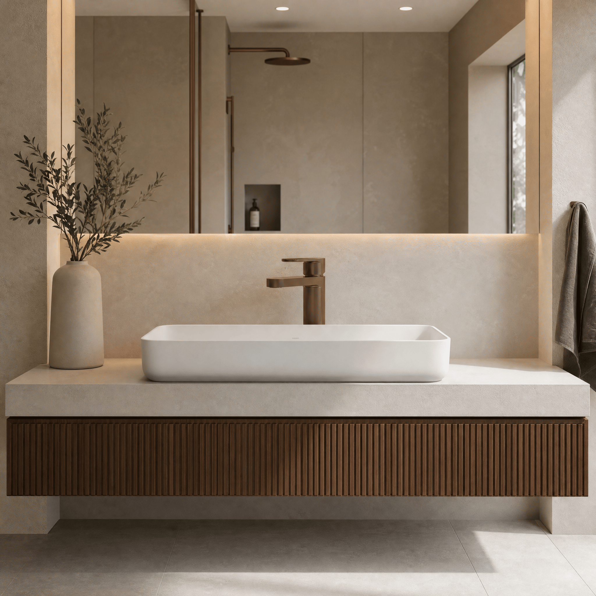 Cove Fluted Mono Basin Mixer Tap With Push Button Waste