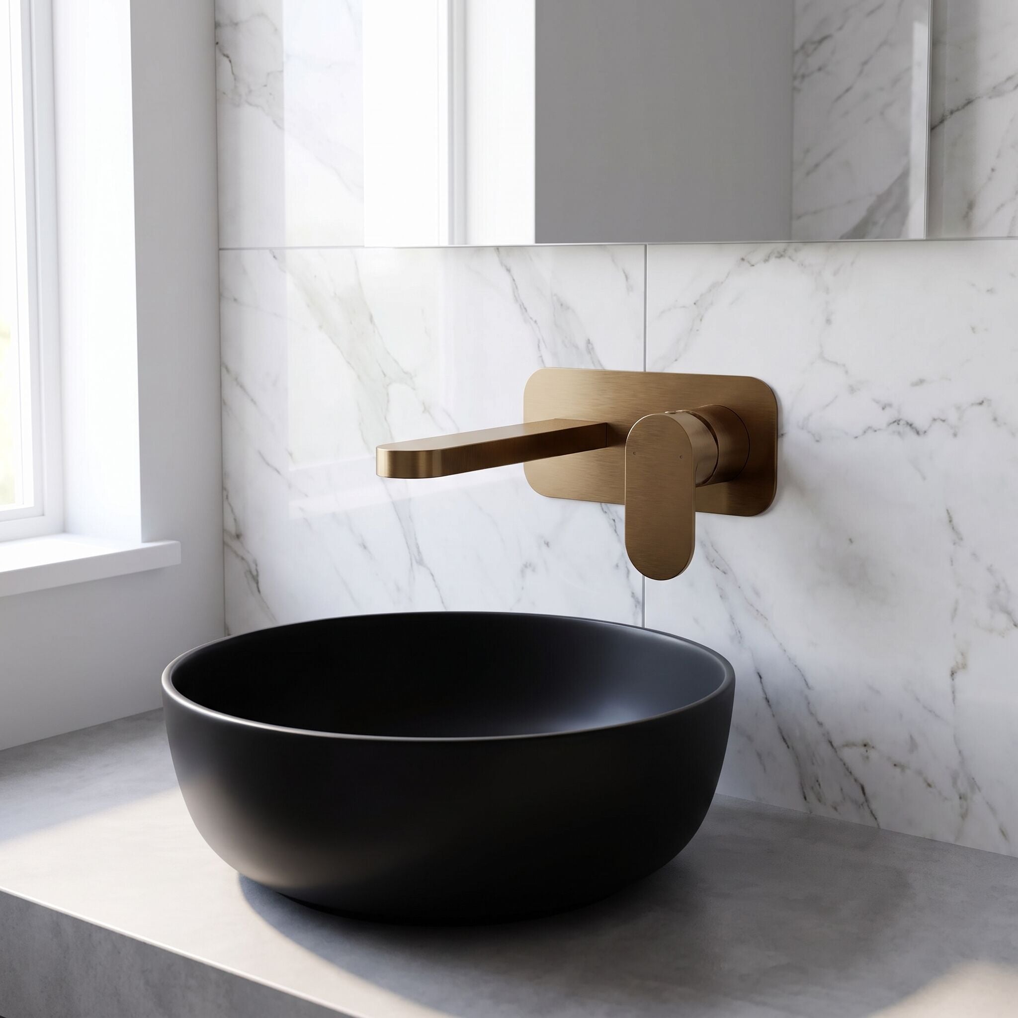 Brent 2 Hole Wall Mounted Basin Mixer Tap With Plate