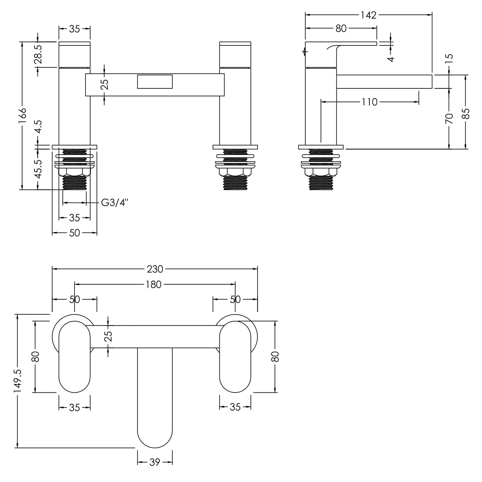 Brent Deck Mounted Bath Filler Tap