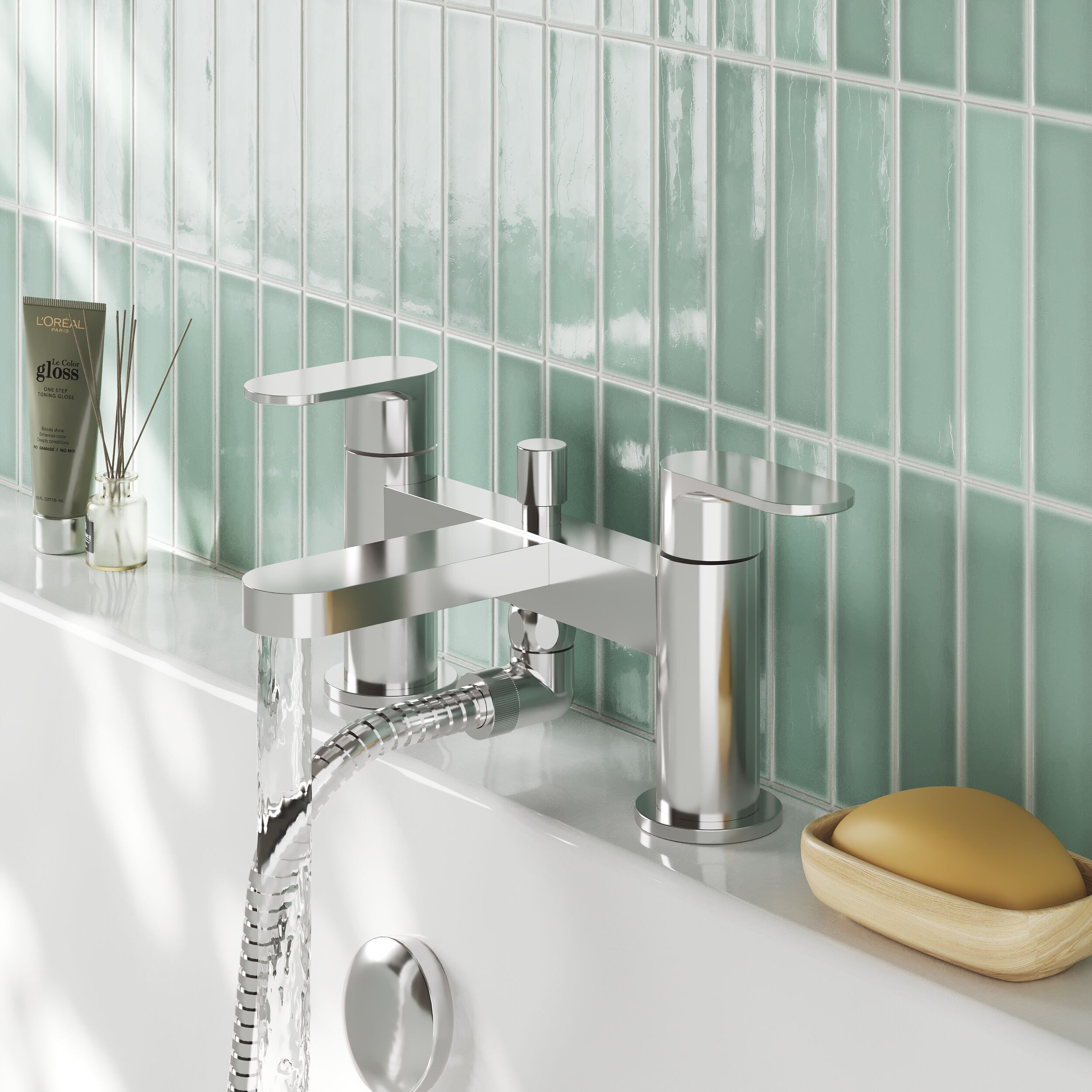 Brent Deck Mounted Bath Shower Mixer Tap With Handset - Chrome