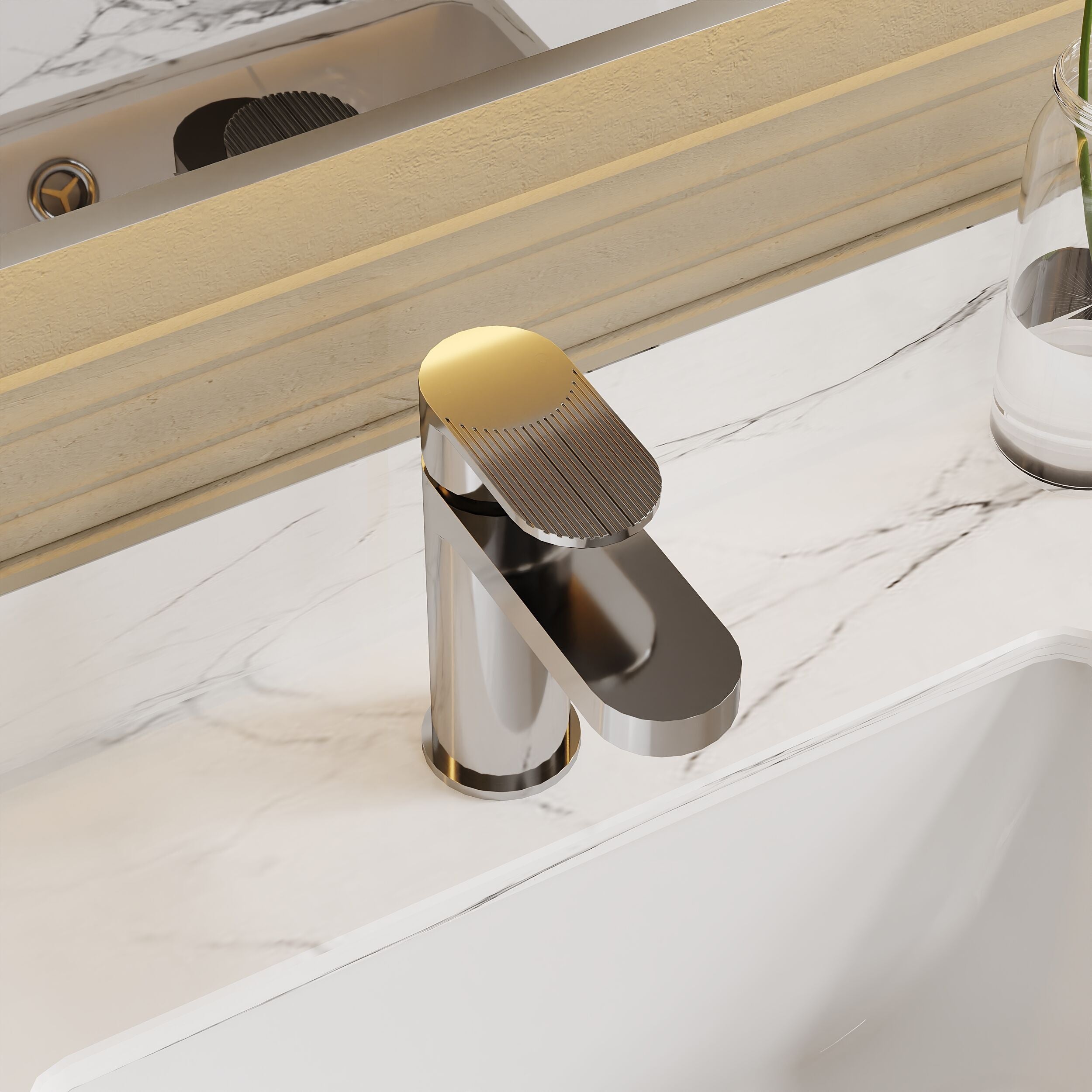 Cove Fluted Mono Basin Mixer Tap With Push Button Waste