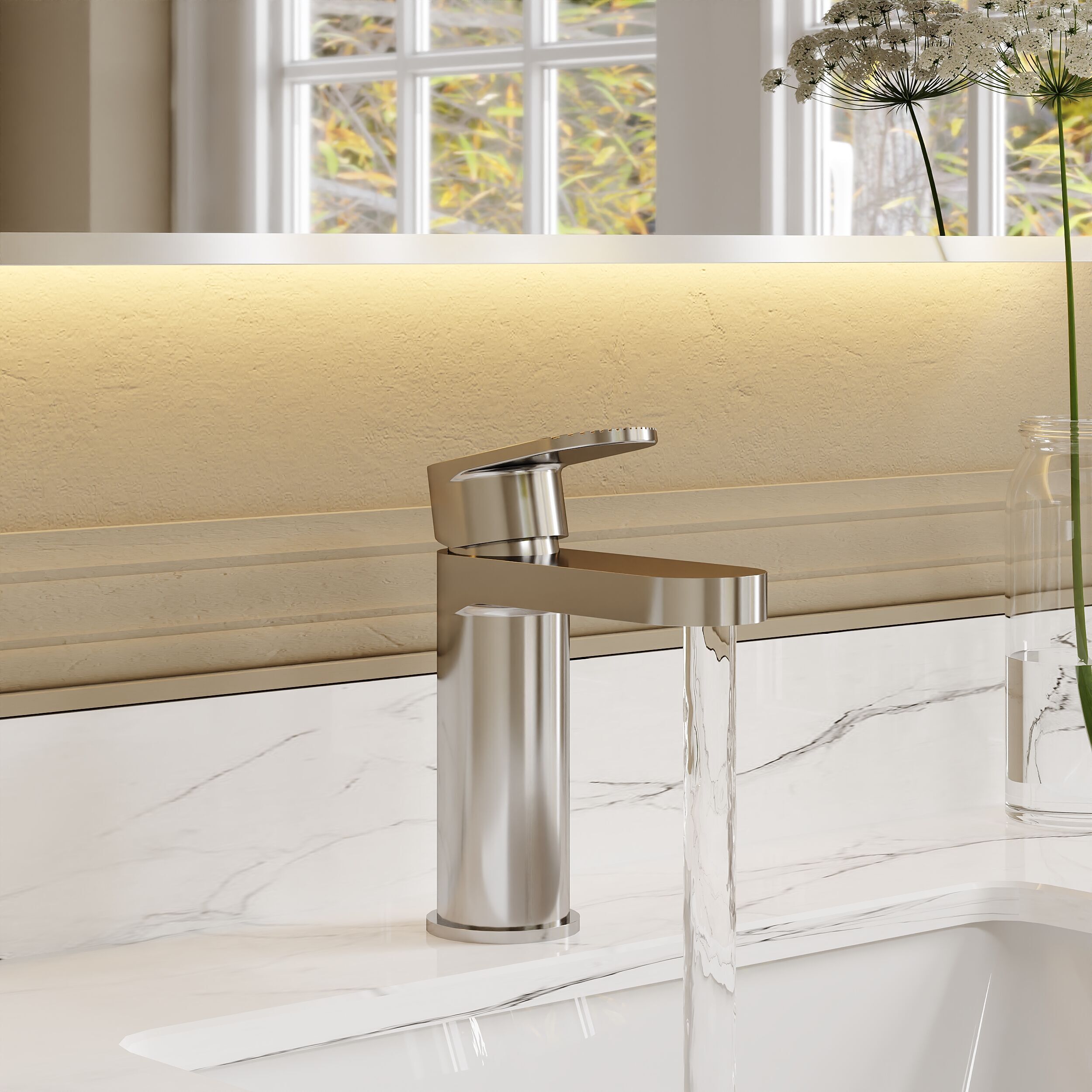 Cove Fluted Mono Basin Mixer Tap With Push Button Waste