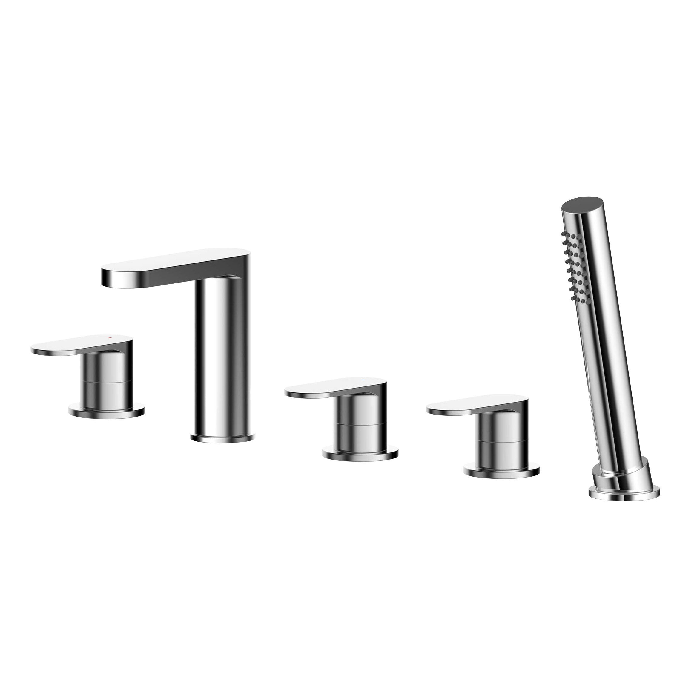 Brent 5 Hole Deck Mounted Bath Shower Mixer Tap - Chrome
