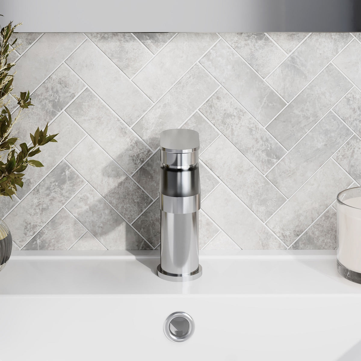 Brent Mono Basin Mixer Tap With Push Button Waste - Chrome