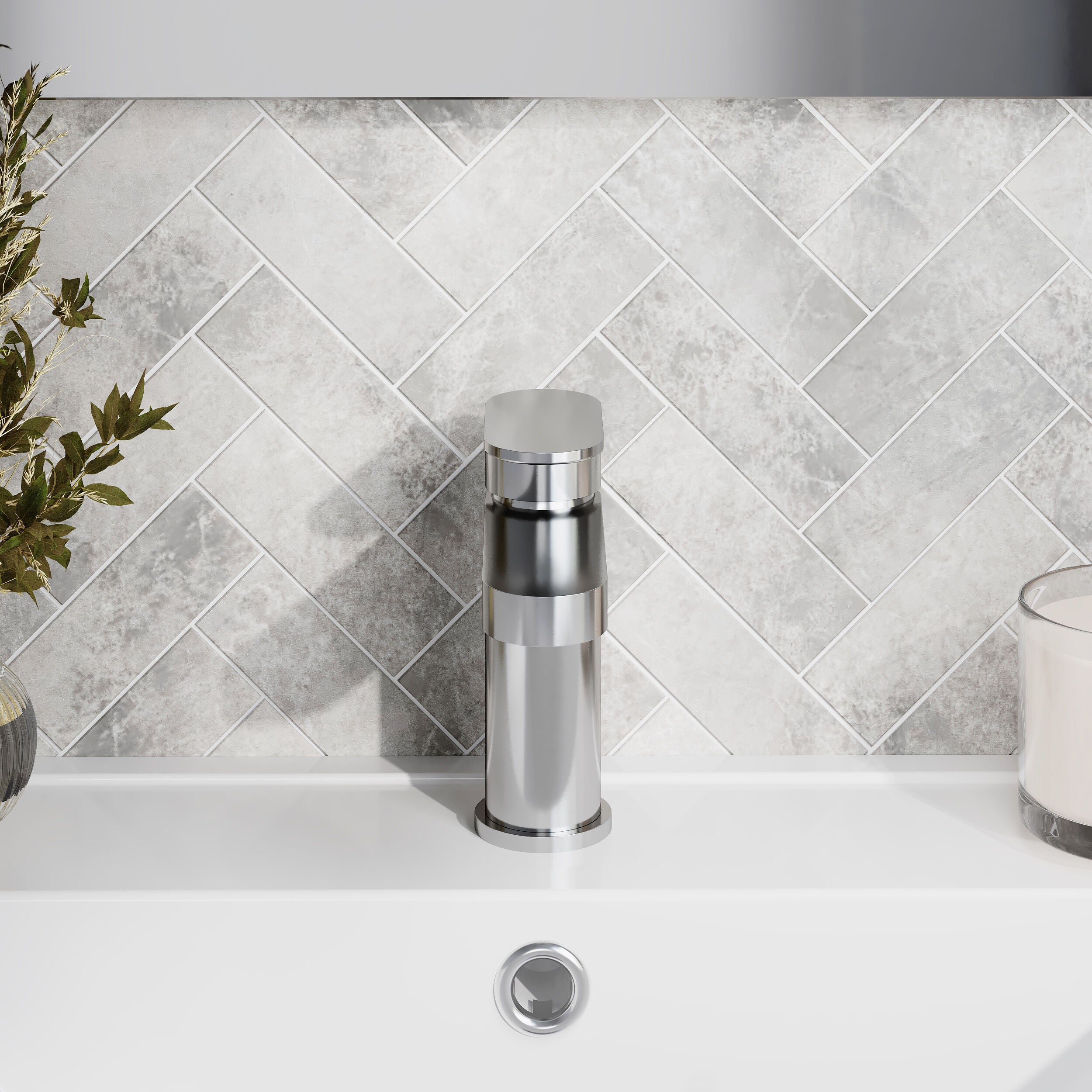 Brent Mono Basin Mixer Tap With Push Button Waste - Chrome