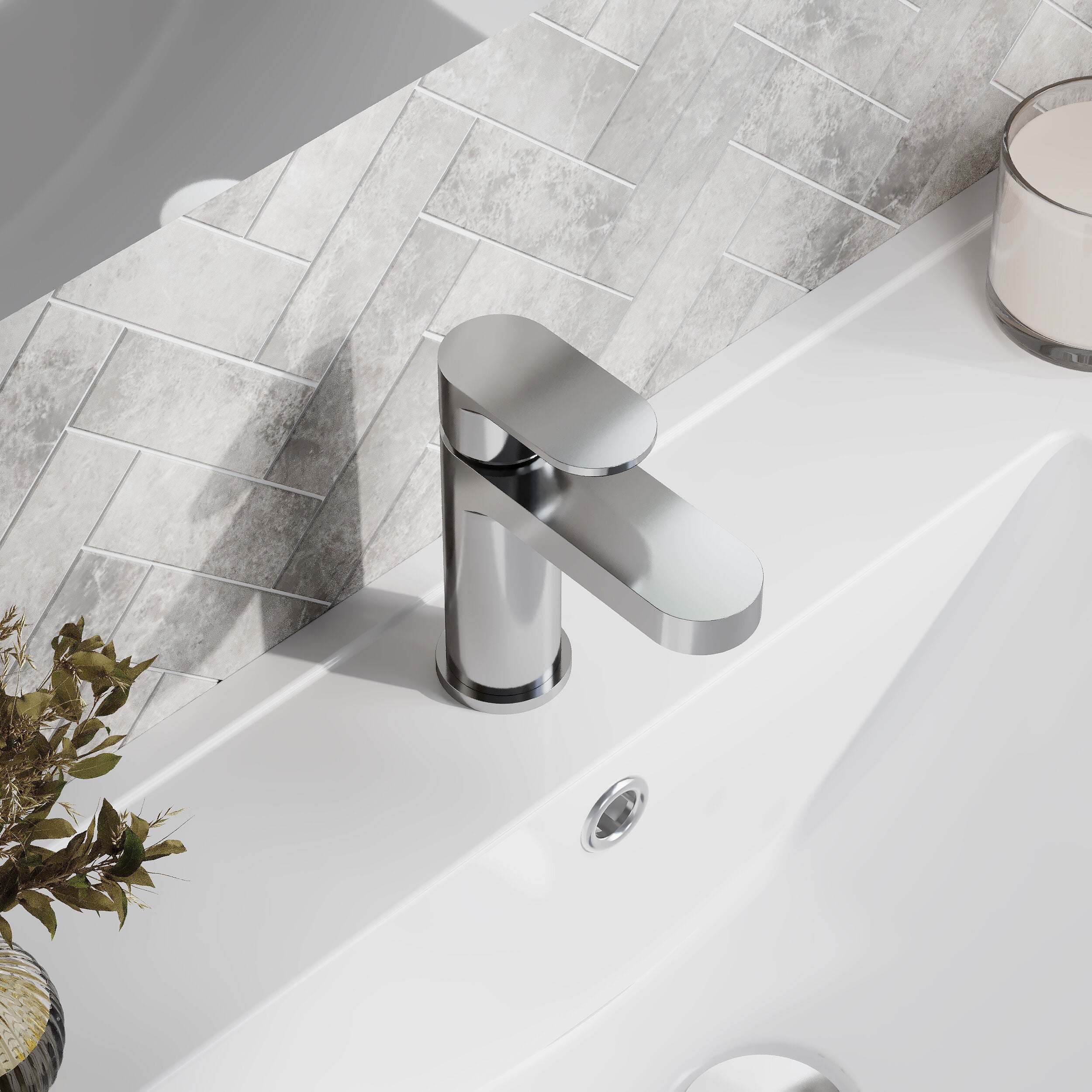 Brent Mono Basin Mixer Tap With Push Button Waste - Chrome