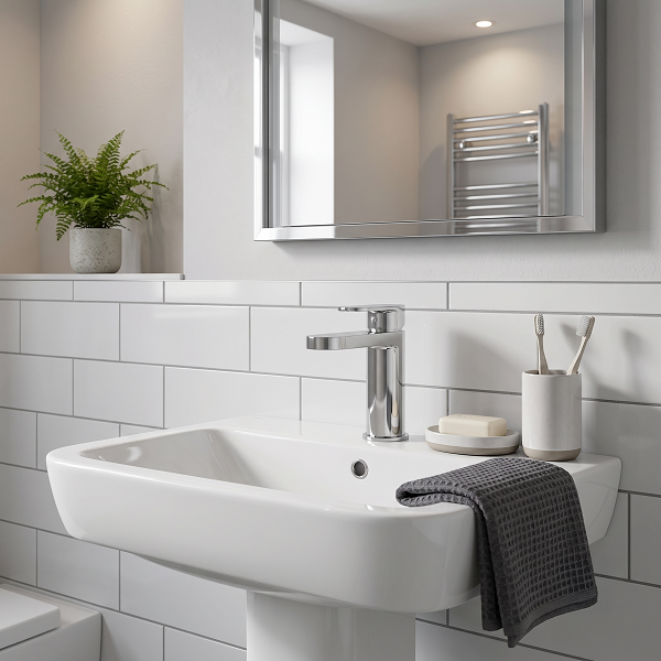 Brent Mono Basin Mixer Tap With Push Button Waste - Chrome