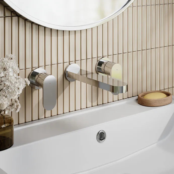 Brent 3 Hole Wall Mounted Basin Mixer Tap - Chrome