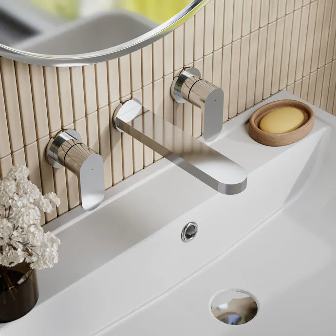 Brent 3 Hole Wall Mounted Basin Mixer Tap - Chrome