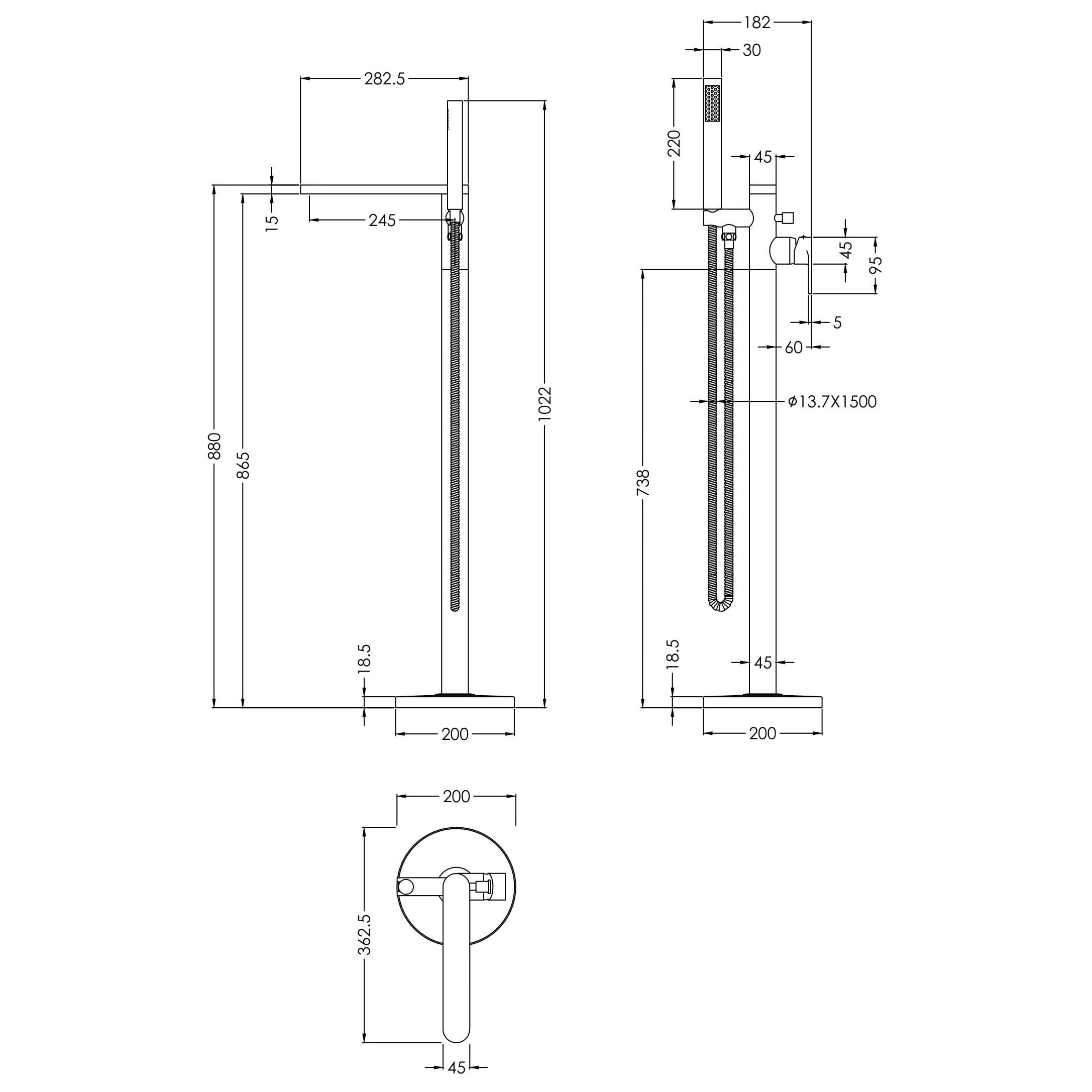 Brent Freestanding Bath Shower Mixer Tap With Handset