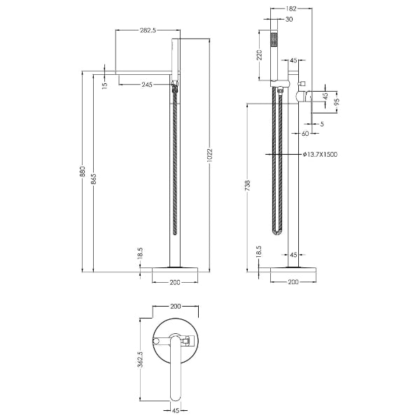 Brent Freestanding Bath Shower Mixer Tap With Handset