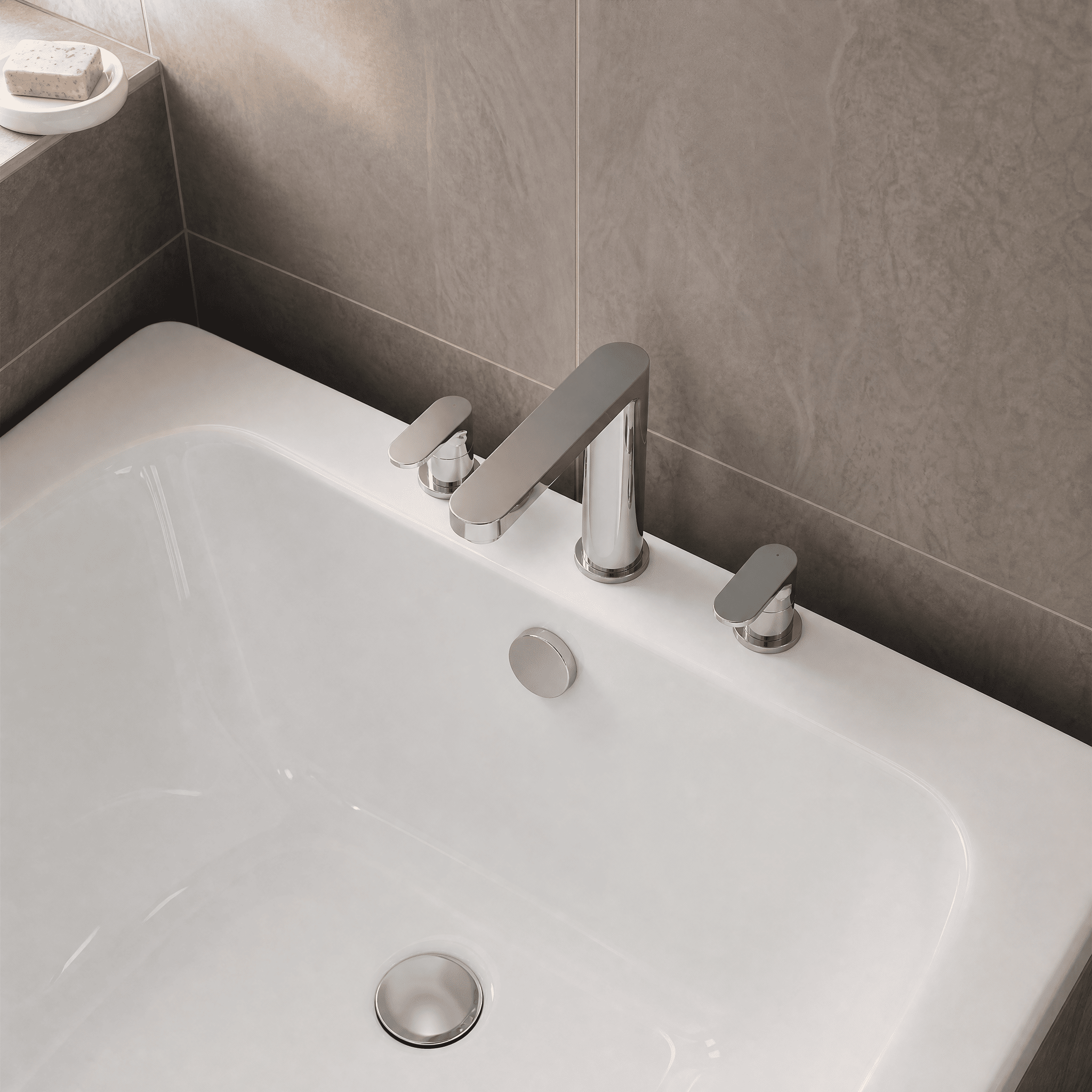 Brent 3 Hole Deck Mounted Bath Filler Tap - Chrome
