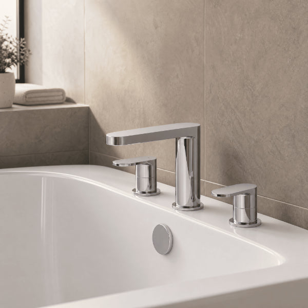 Brent 3 Hole Deck Mounted Bath Filler Tap - Chrome