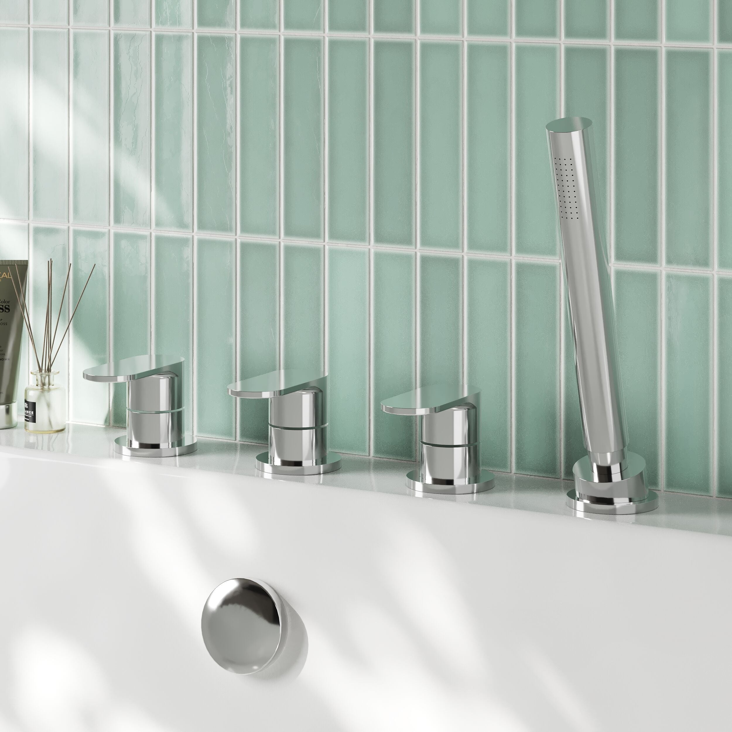 Brent 4 Hole Deck Mounted Bath Shower Mixer Tap - Chrome