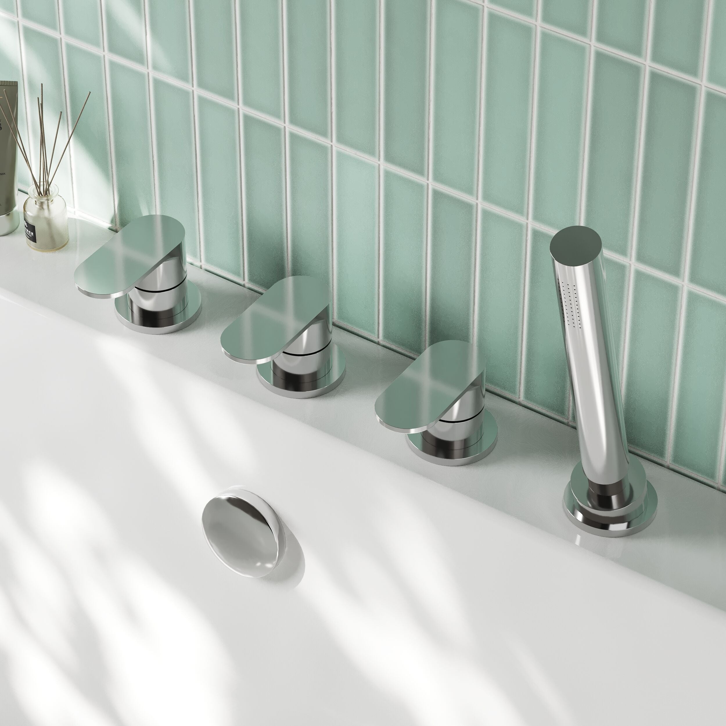 Brent 4 Hole Deck Mounted Bath Shower Mixer Tap - Chrome