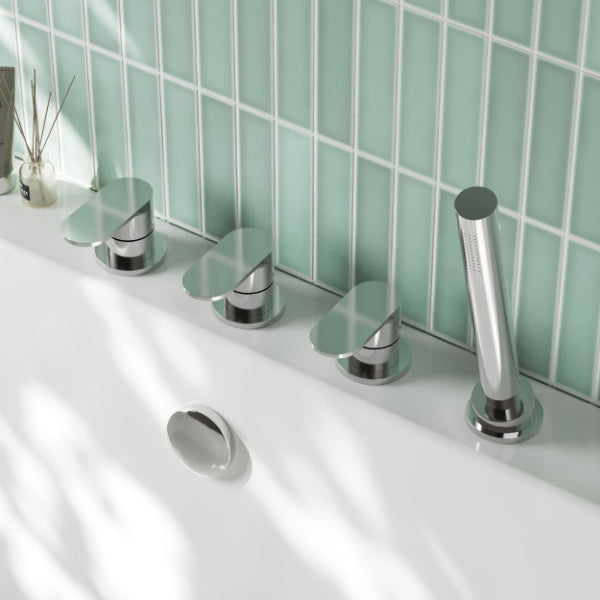 Brent 4 Hole Deck Mounted Bath Shower Mixer Tap - Chrome
