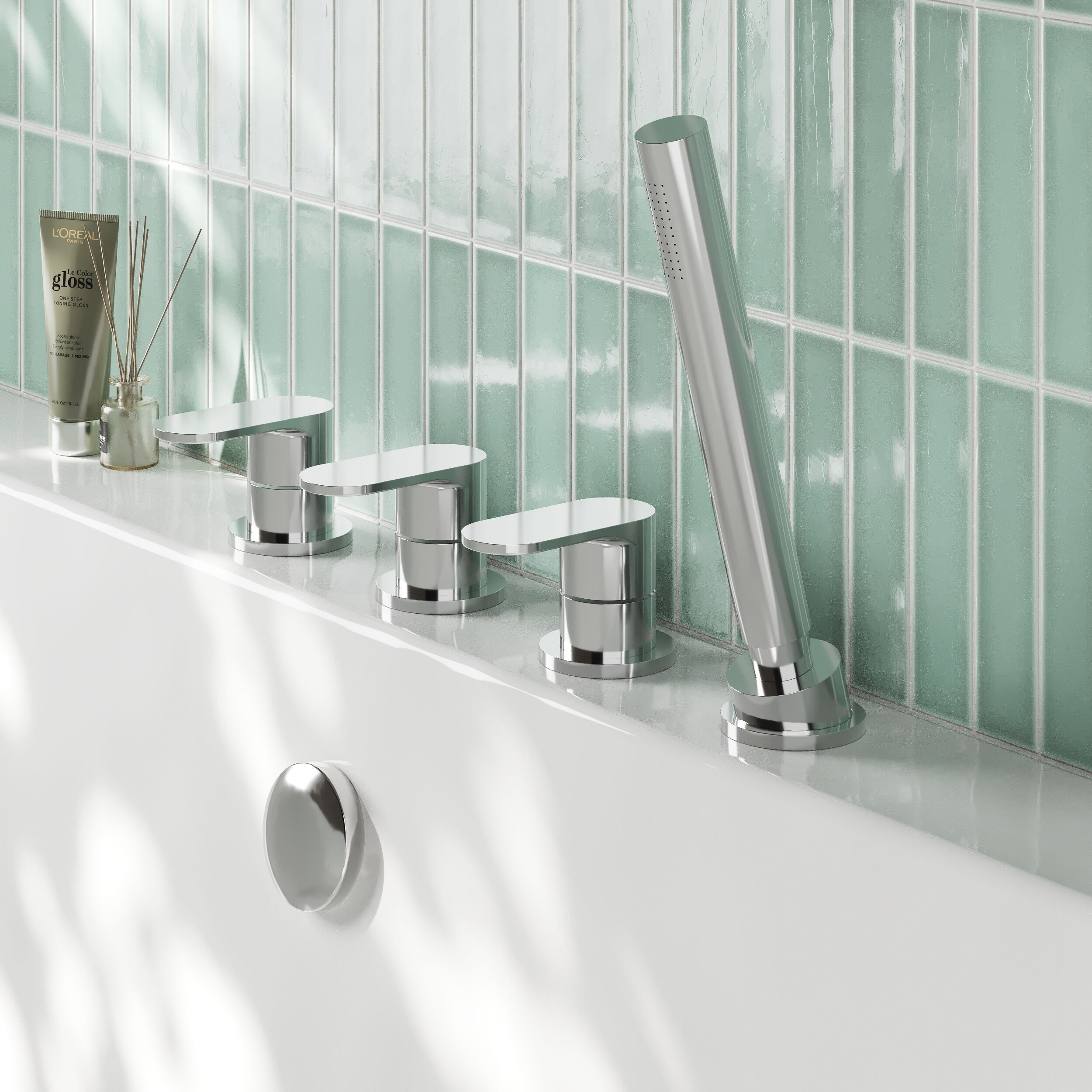 Brent 4 Hole Deck Mounted Bath Shower Mixer Tap - Chrome