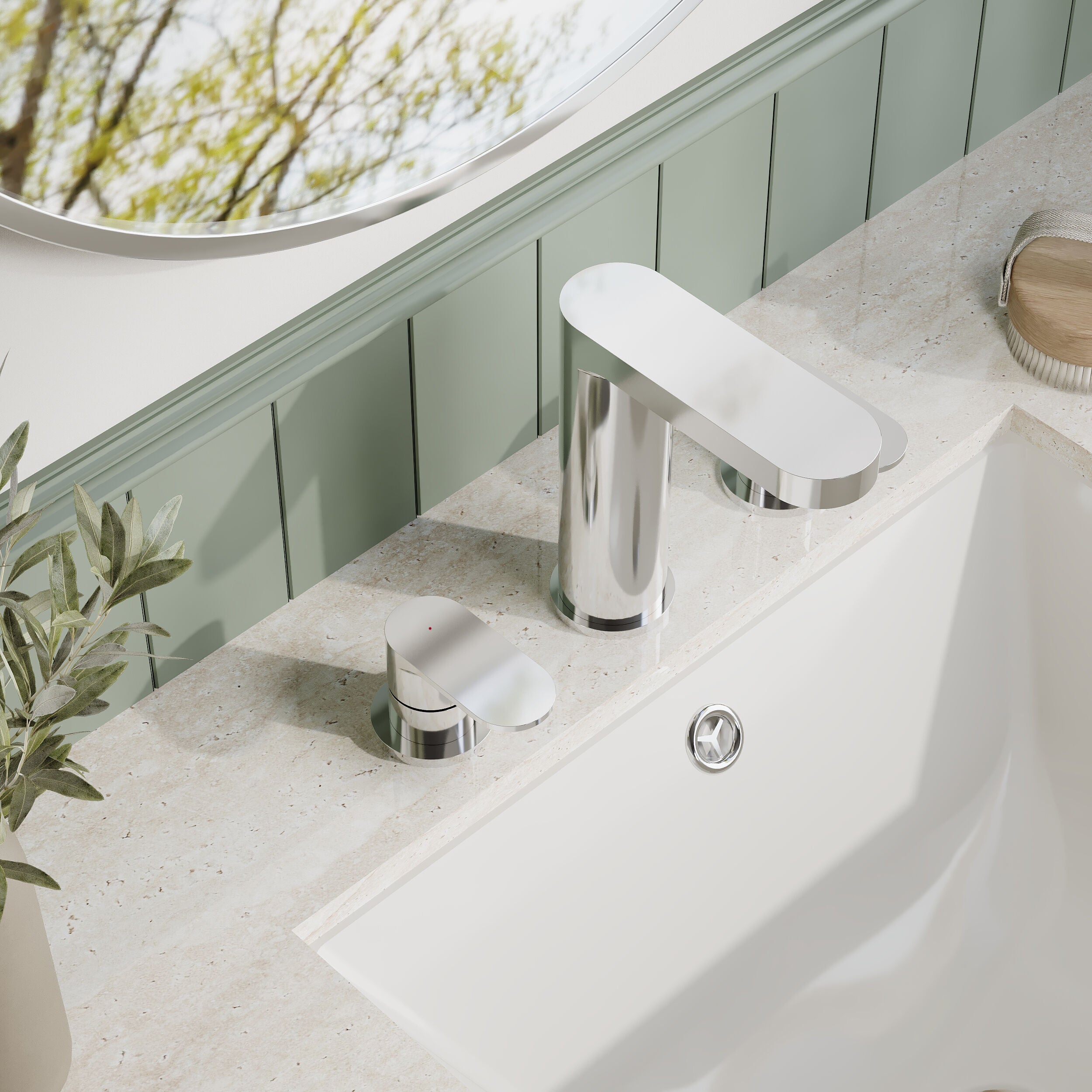 Brent 3 Hole Basin Mixer Tap With Pop Up Waste - Chrome