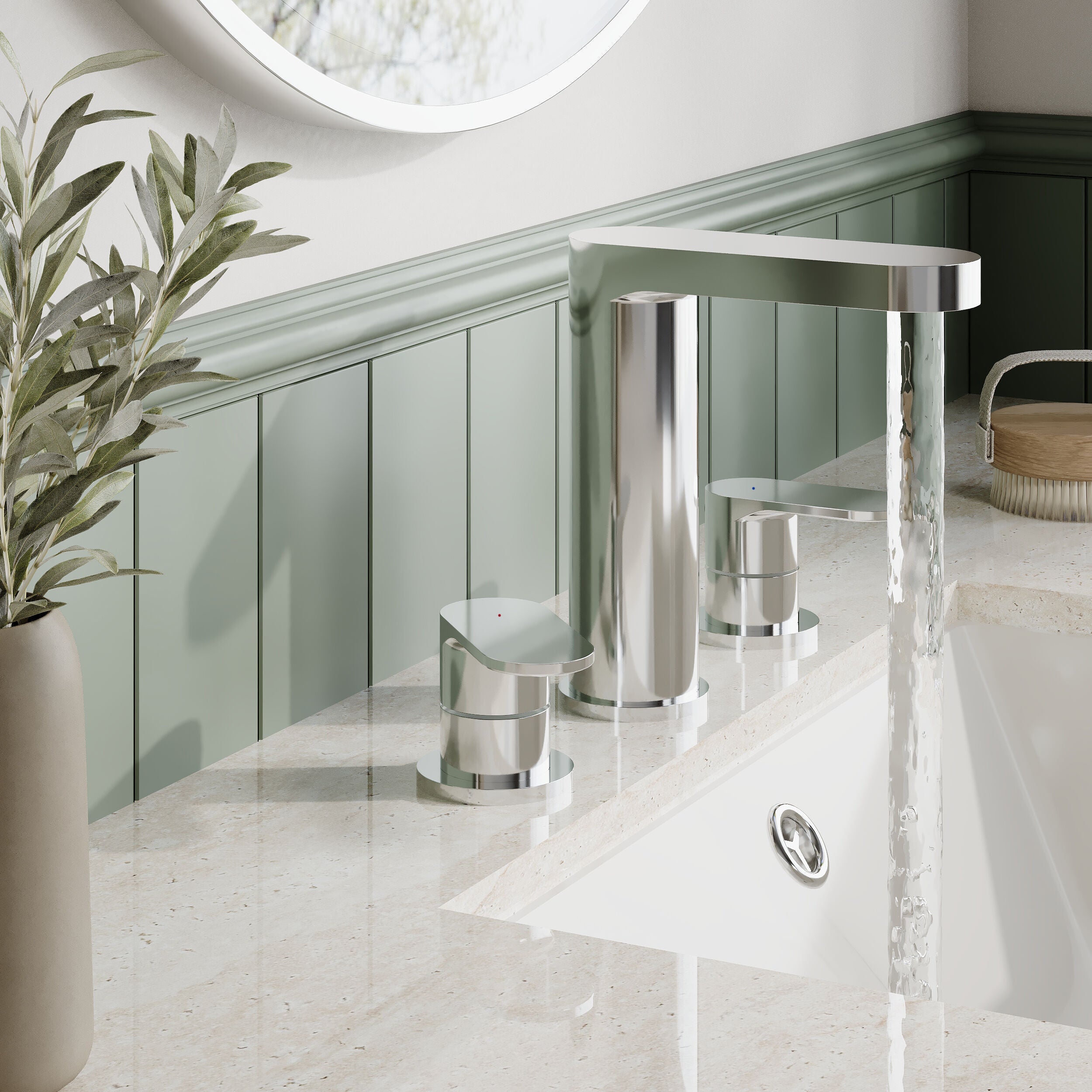 Brent 3 Hole Basin Mixer Tap With Pop Up Waste - Chrome