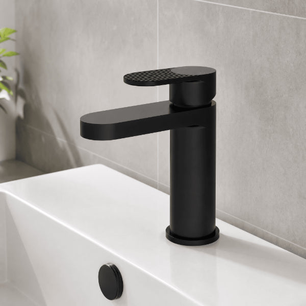 Cove Fluted Mono Basin Mixer Tap With Push Button Waste