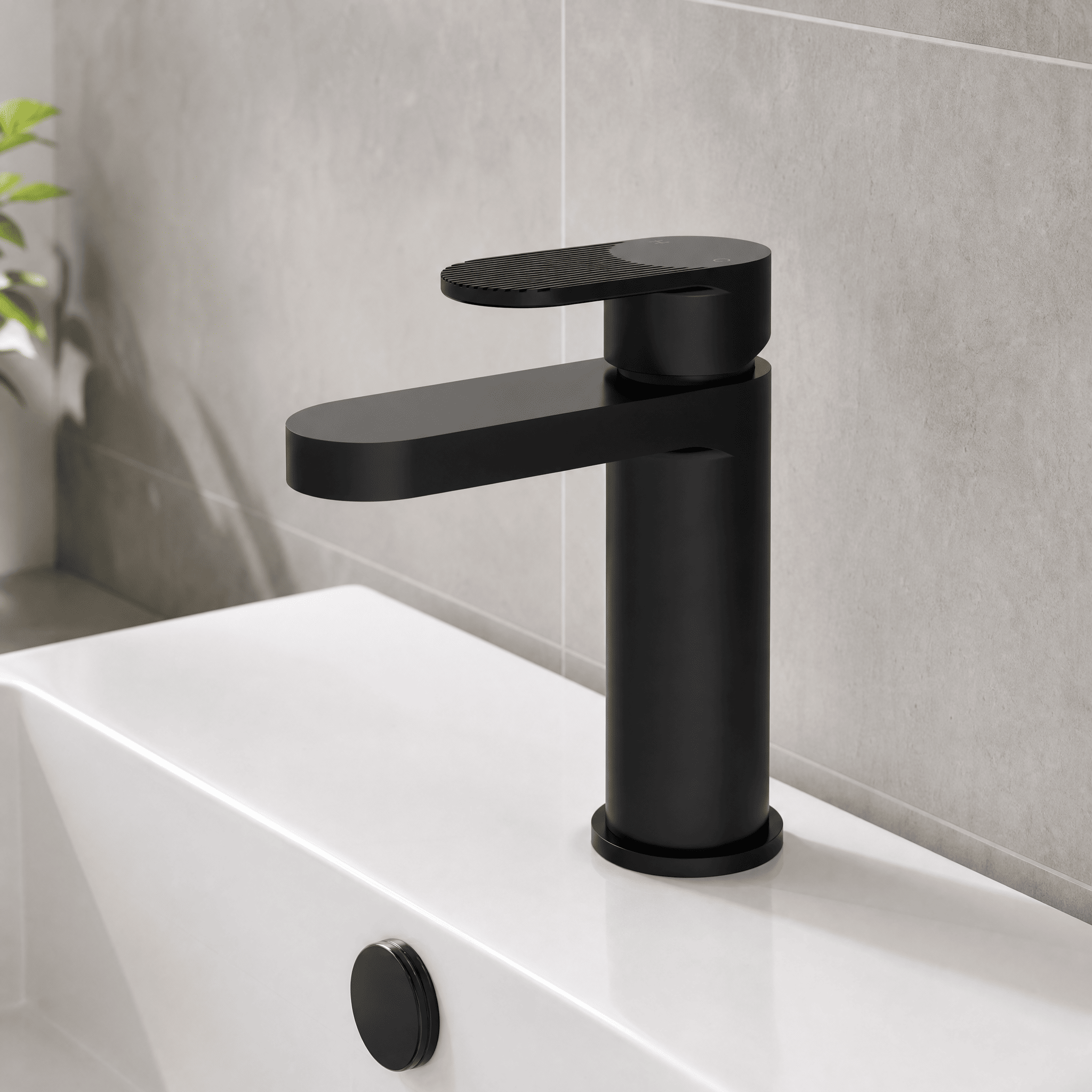 Cove Fluted Mono Basin Mixer Tap With Push Button Waste