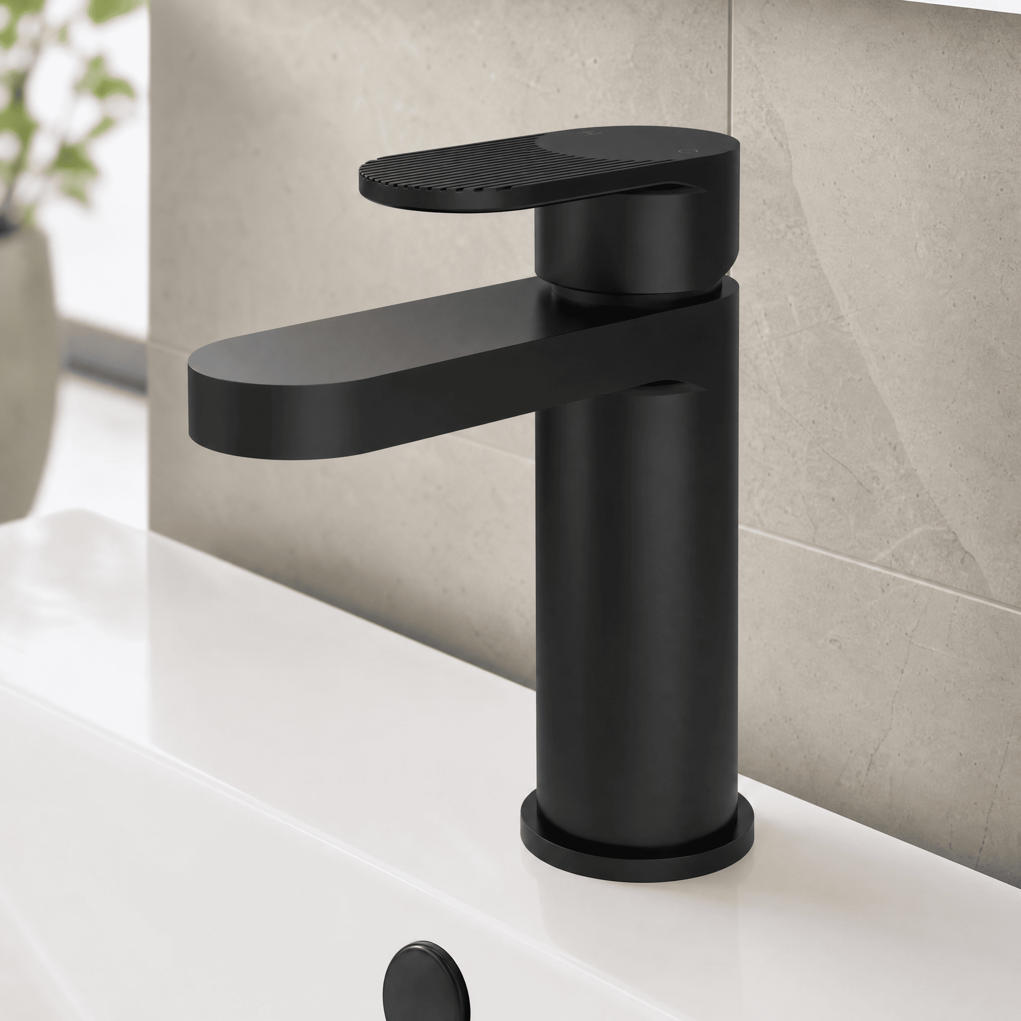 Cove Fluted Mono Basin Mixer Tap With Push Button Waste