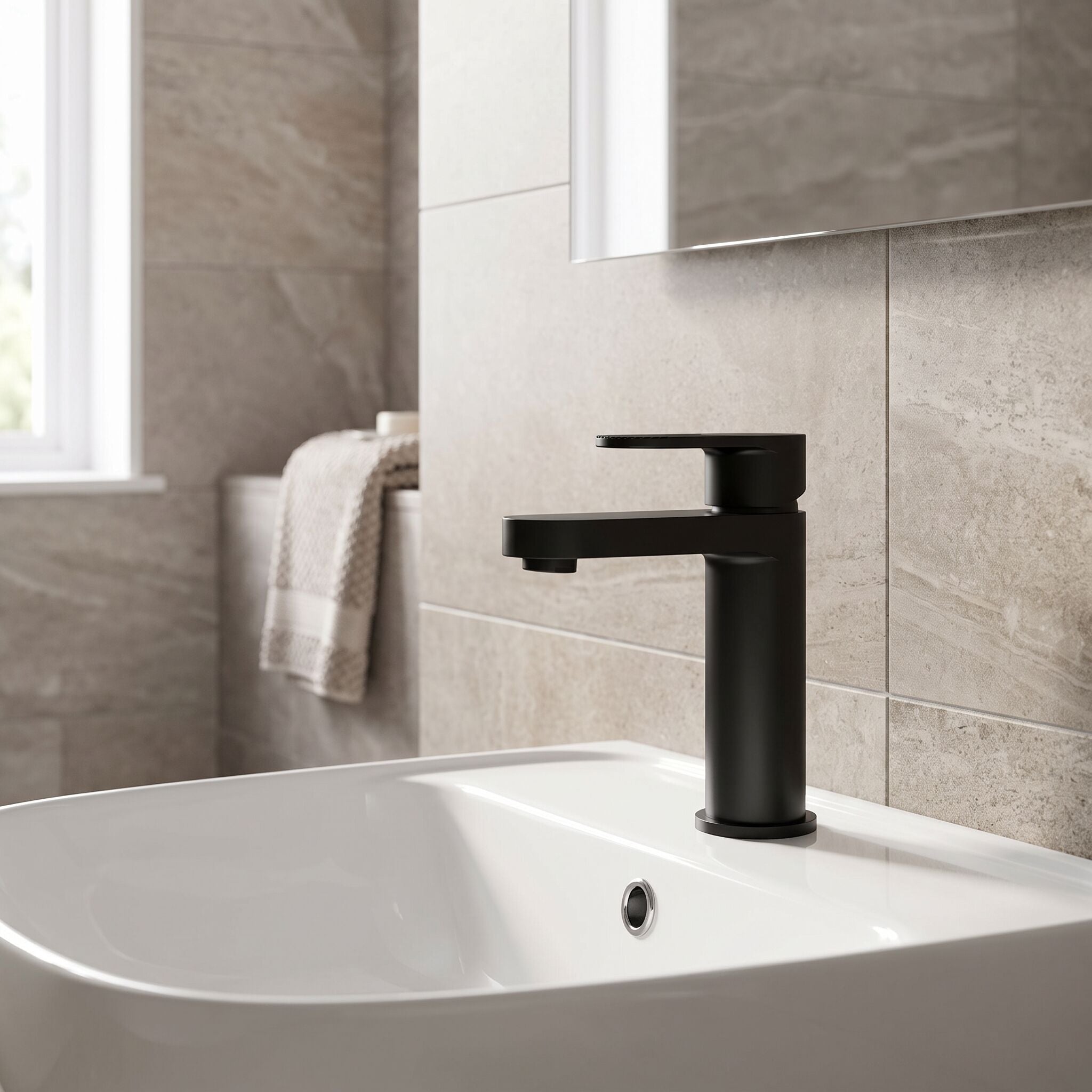 Cove Fluted Mono Basin Mixer Tap With Push Button Waste