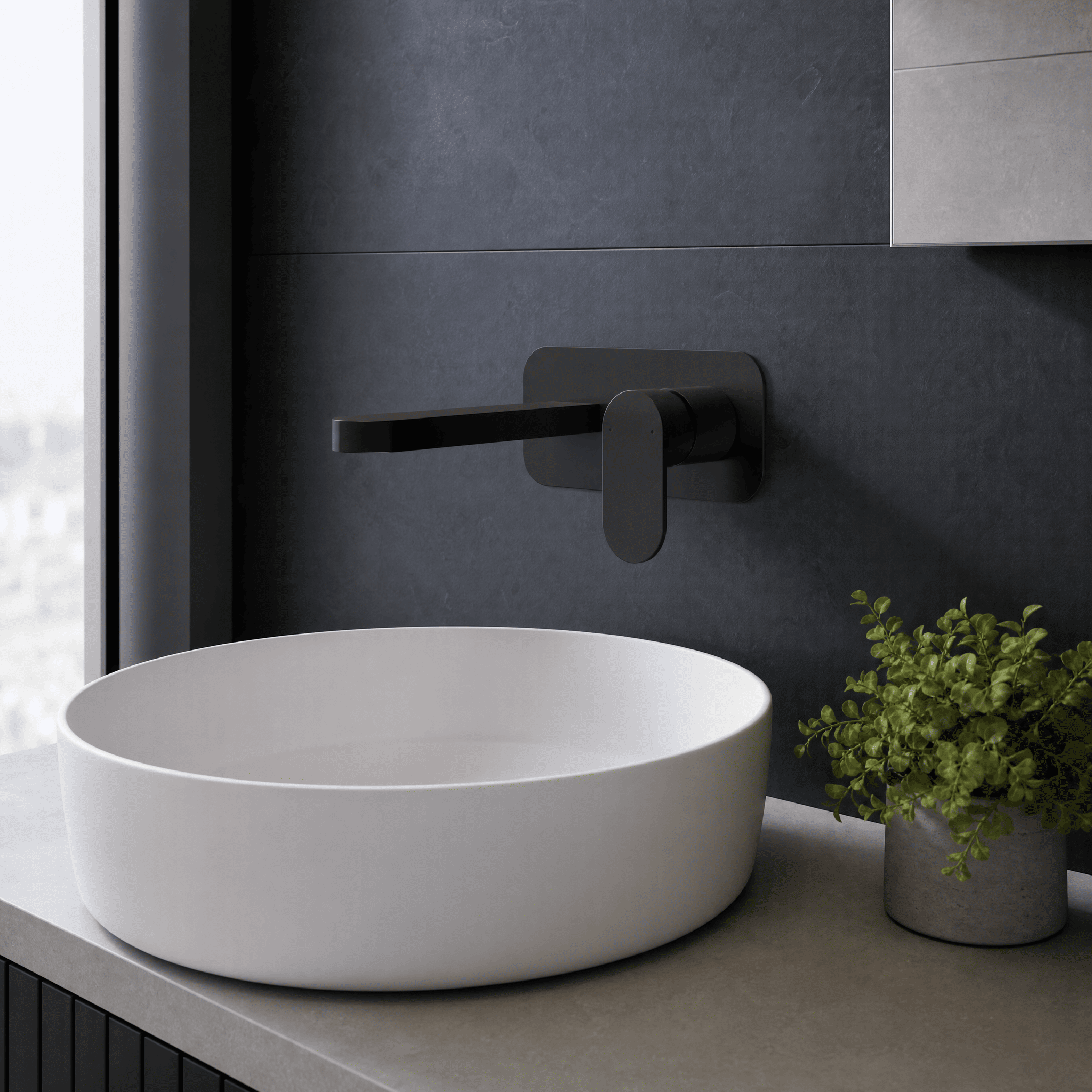 Brent 2 Hole Wall Mounted Basin Mixer Tap With Plate