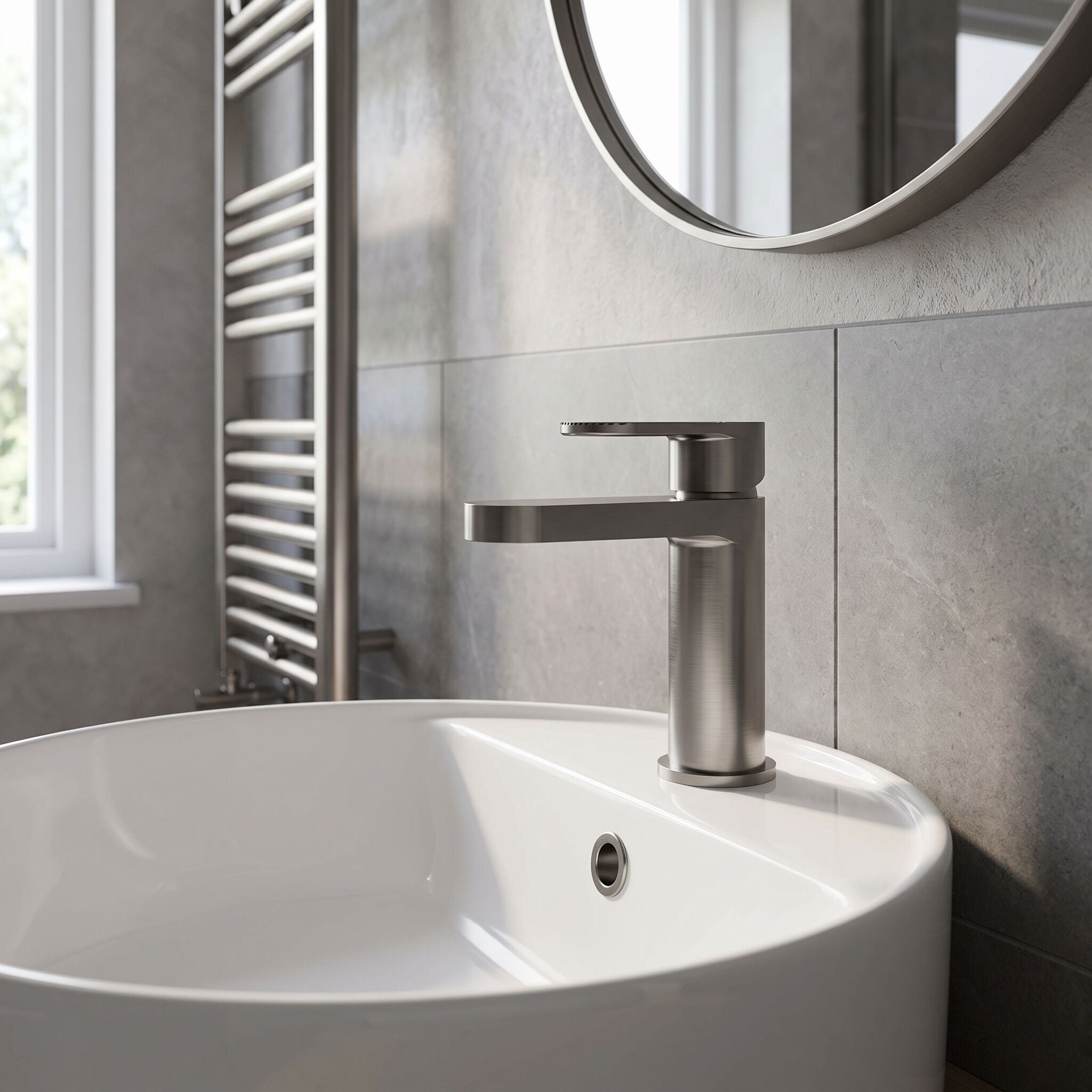 Cove Fluted Mono Basin Mixer Tap With Push Button Waste