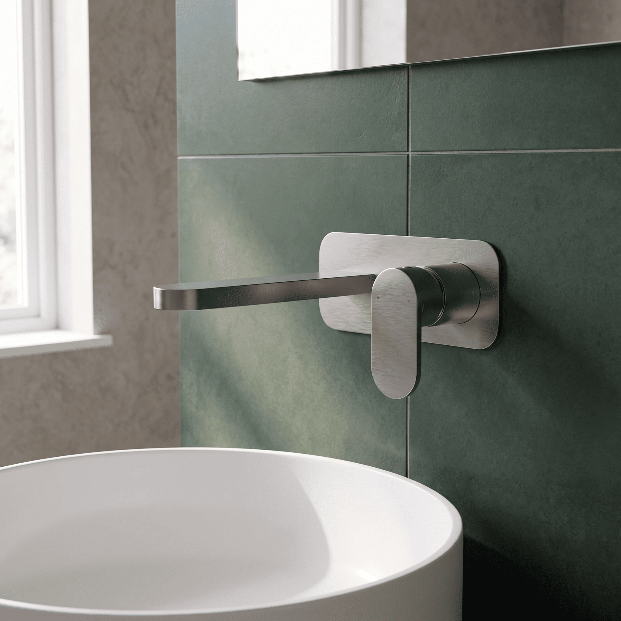 Brent 2 Hole Wall Mounted Basin Mixer Tap With Plate