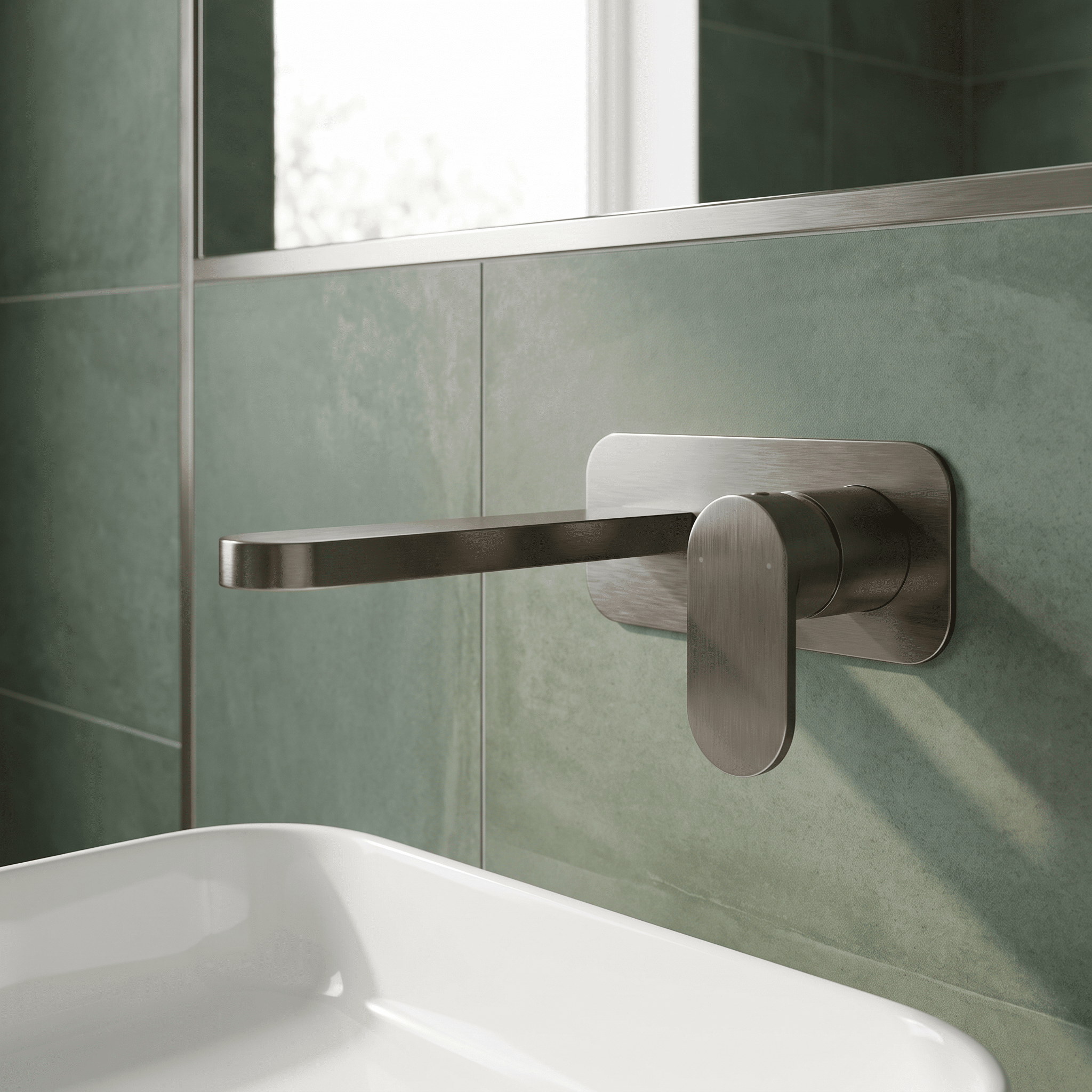 Brent 2 Hole Wall Mounted Basin Mixer Tap With Plate