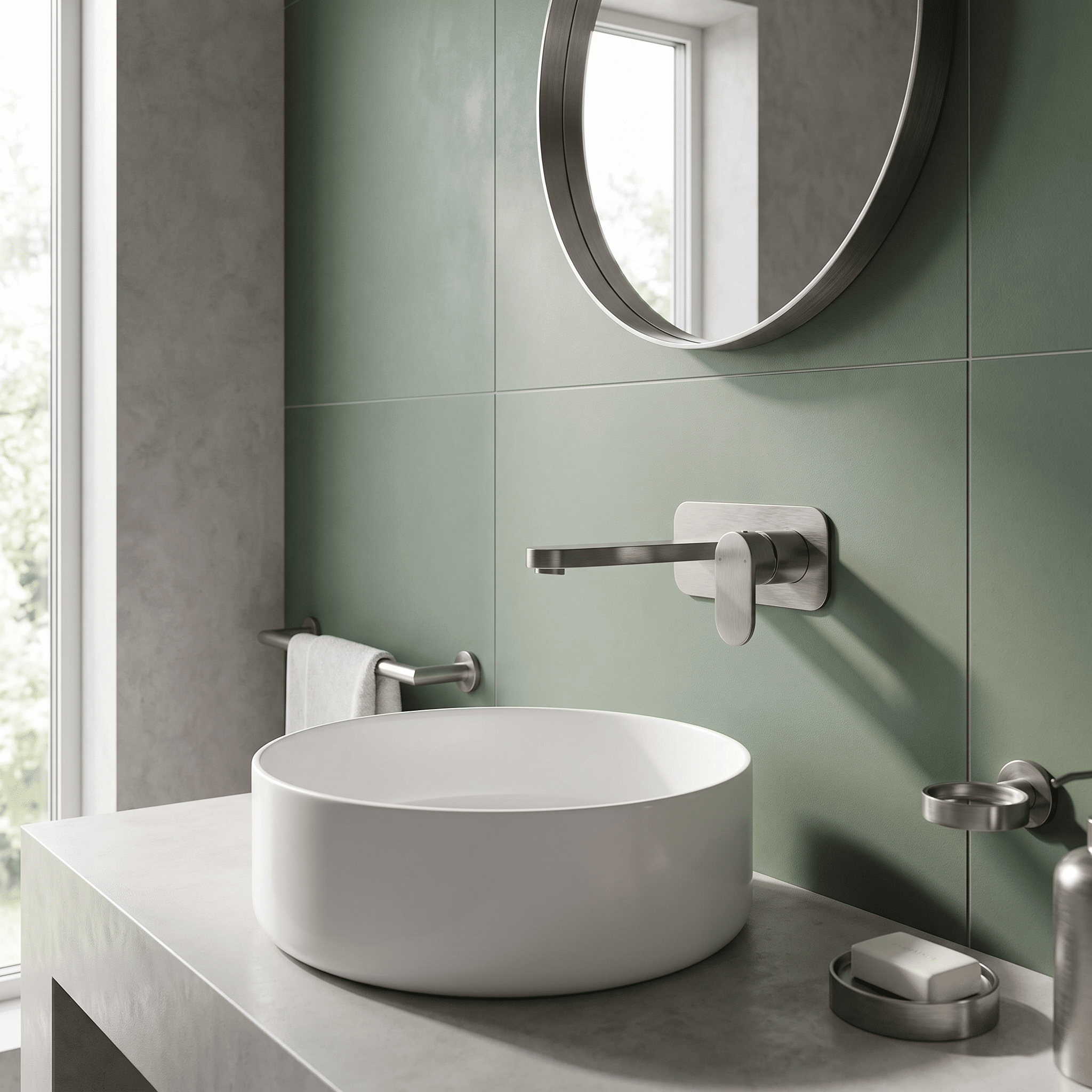 Brent 2 Hole Wall Mounted Basin Mixer Tap With Plate