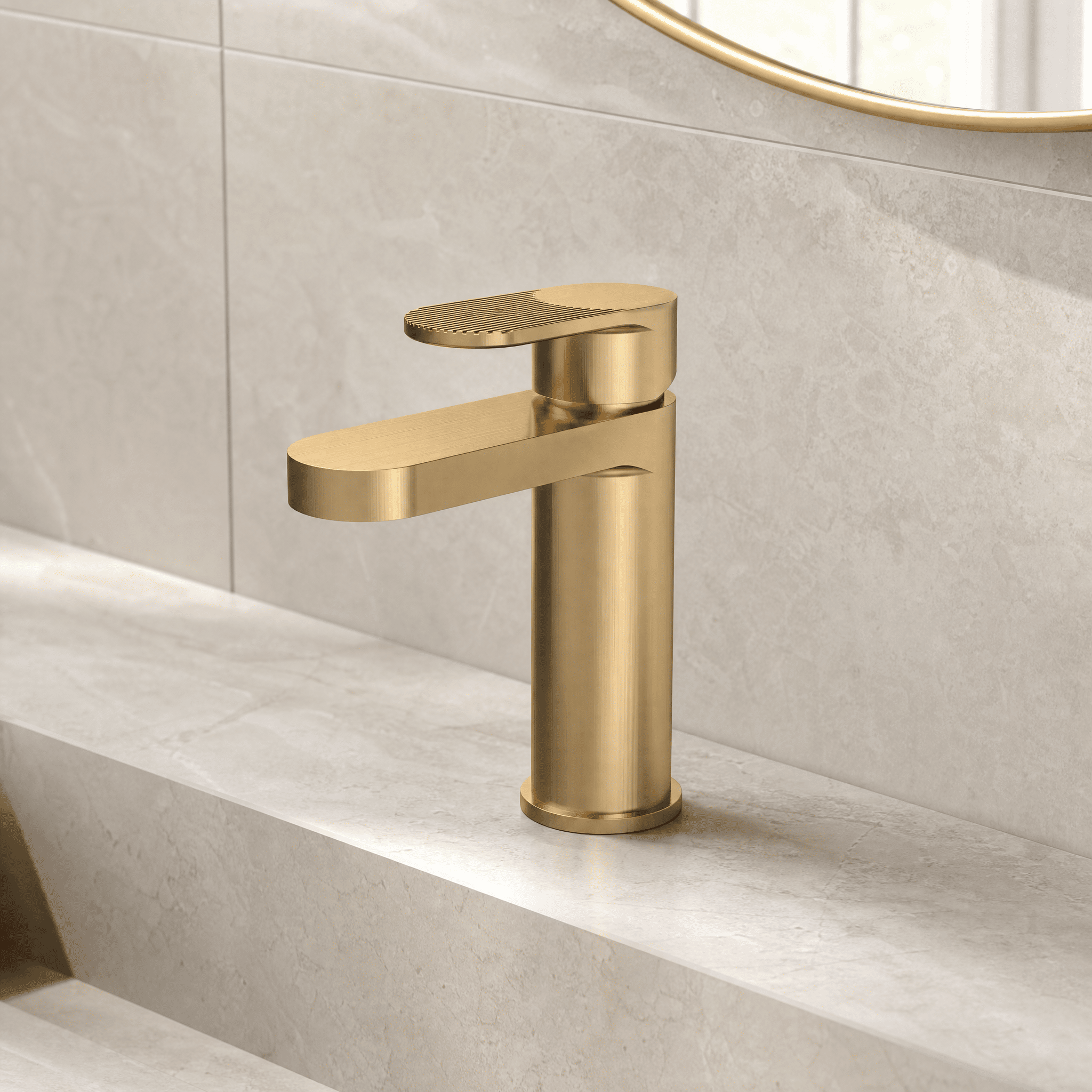Cove Fluted Mono Basin Mixer Tap With Push Button Waste