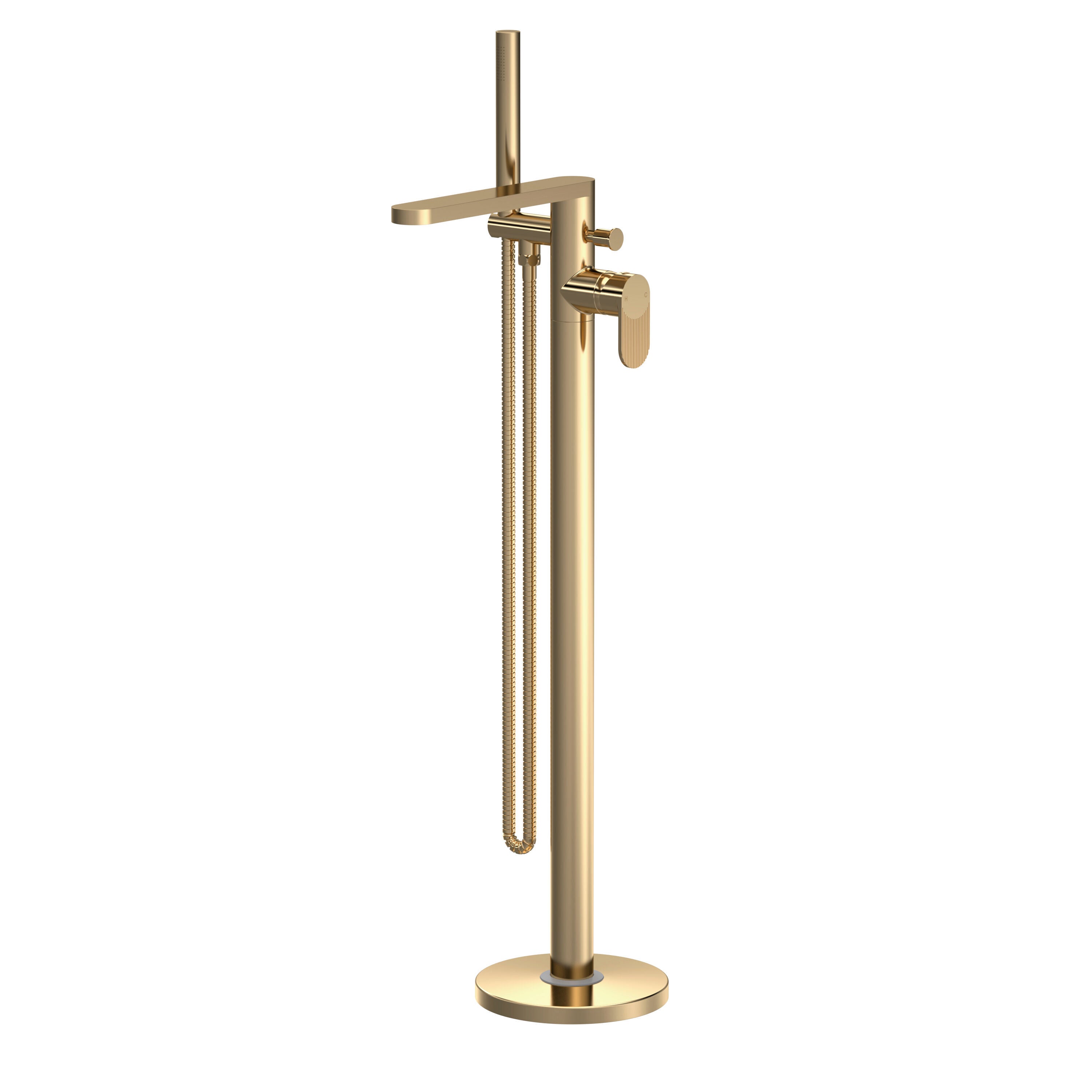 Cove Fluted Floor Mounted Bath Shower Mixer Tap With Handset