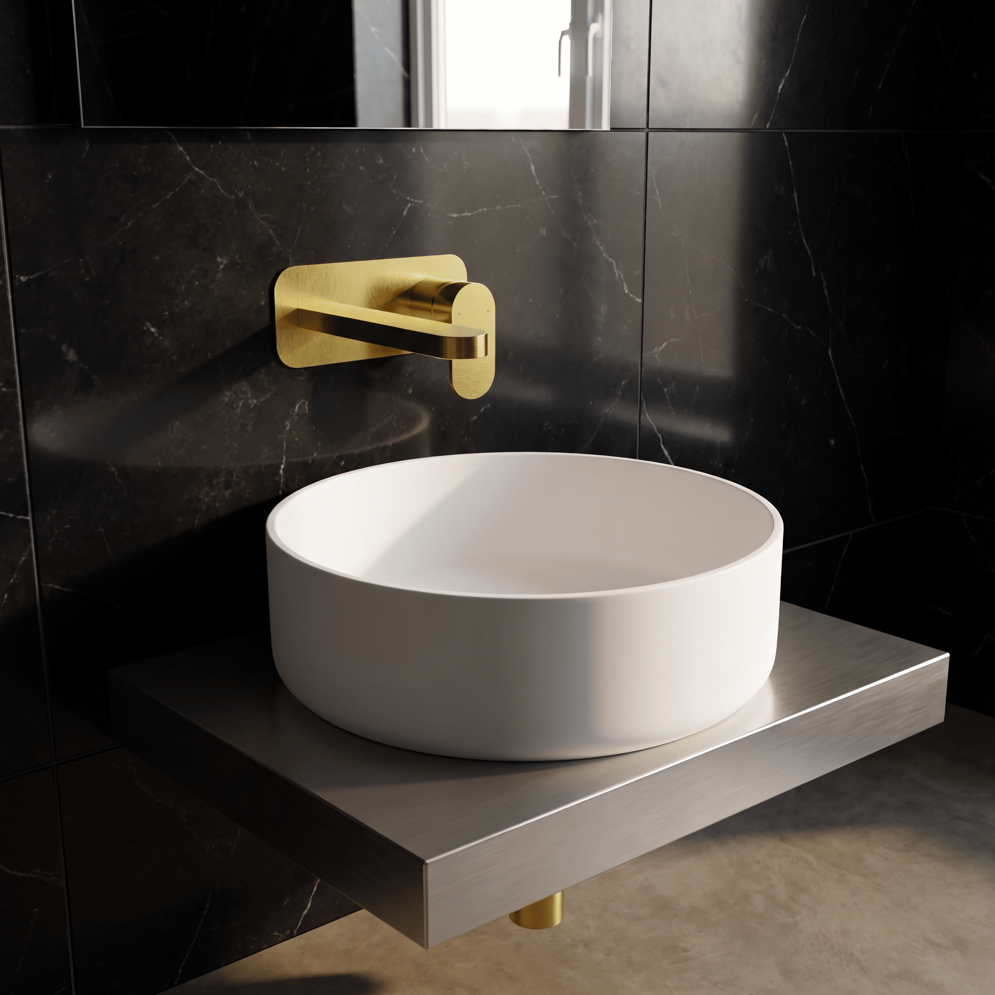 Brent 2 Hole Wall Mounted Basin Mixer Tap With Plate