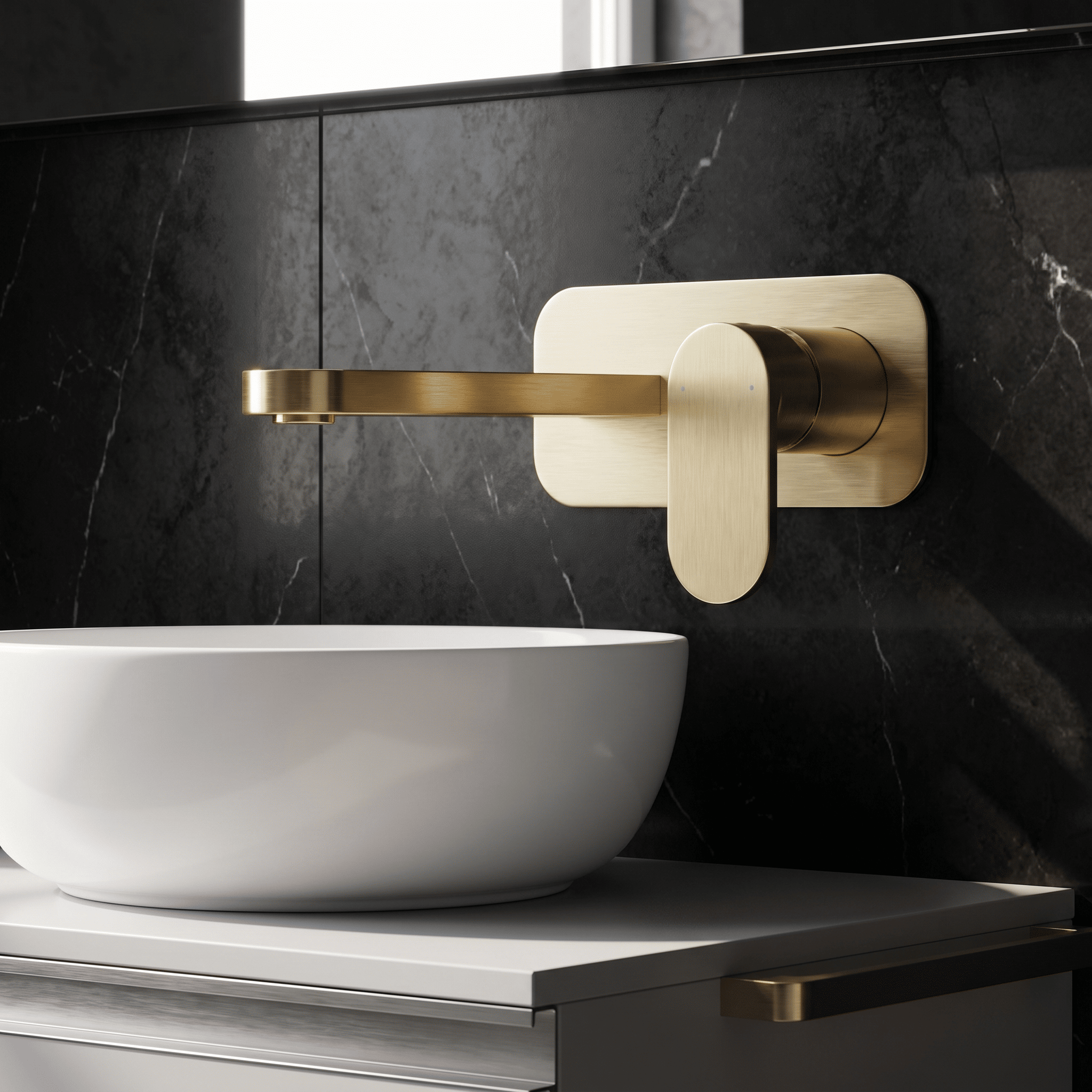 Brent 2 Hole Wall Mounted Basin Mixer Tap With Plate