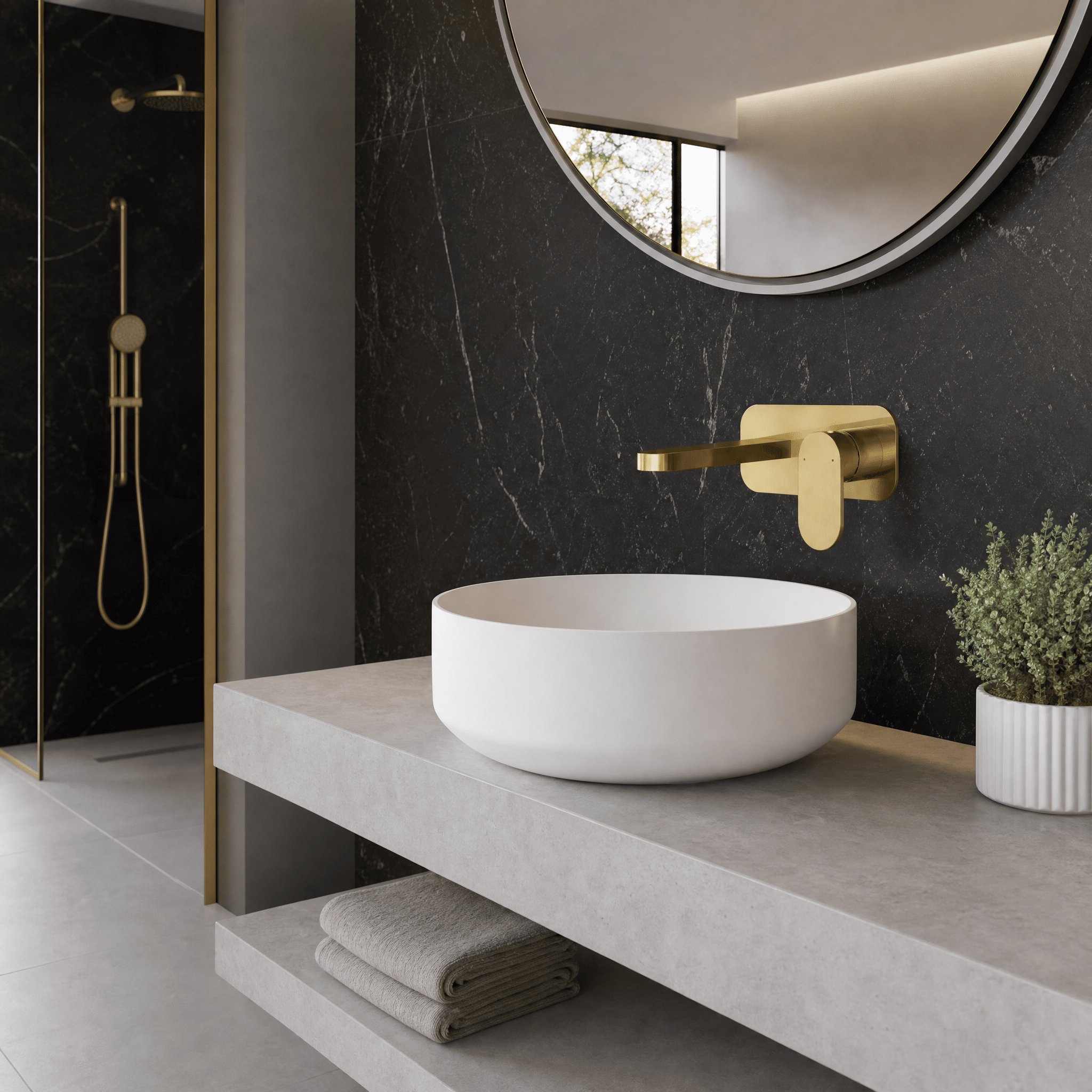 Brent 2 Hole Wall Mounted Basin Mixer Tap With Plate