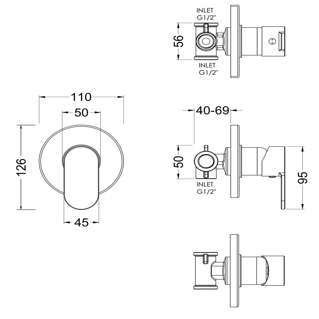 Brent 1 Outlet Manual Concealed Shower Valve - Chrome