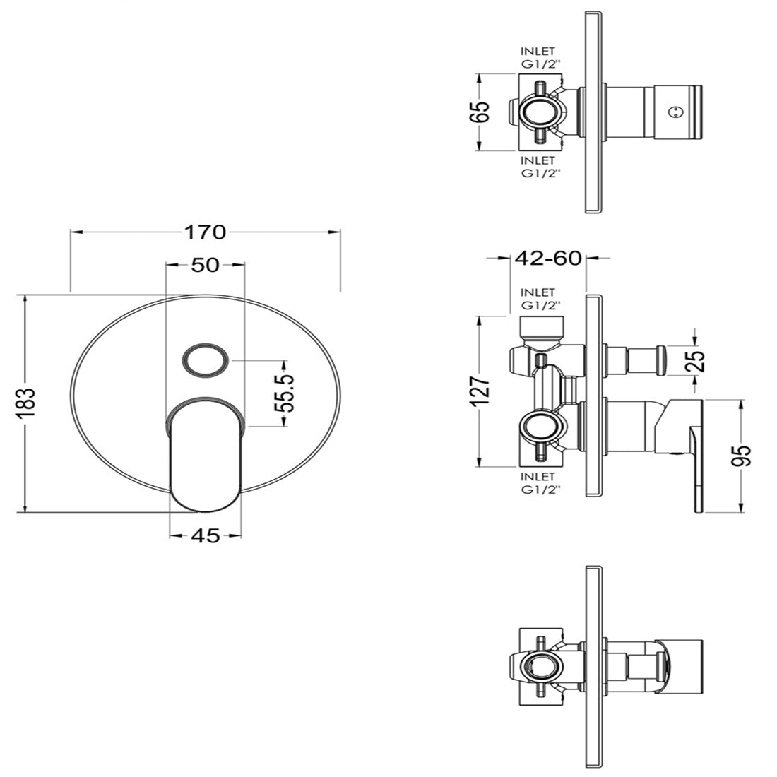 Brent 2 Outlet Manual Concealed Shower Valve With Diverter - Chrome
