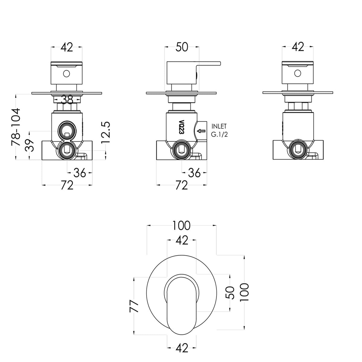 Brent 4 Outlet Concealed Manual Shower Valve With Diverter - Chrome