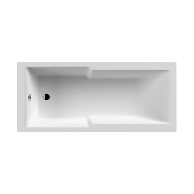 Alpha Square Single Ended Shower Bath With Legs - 1700mm x 750mm - White