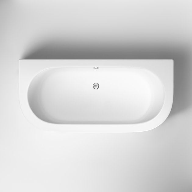 Tivoli Curved Back To Wall Bath With Legs And Panel - 1700mm x 750mm - White